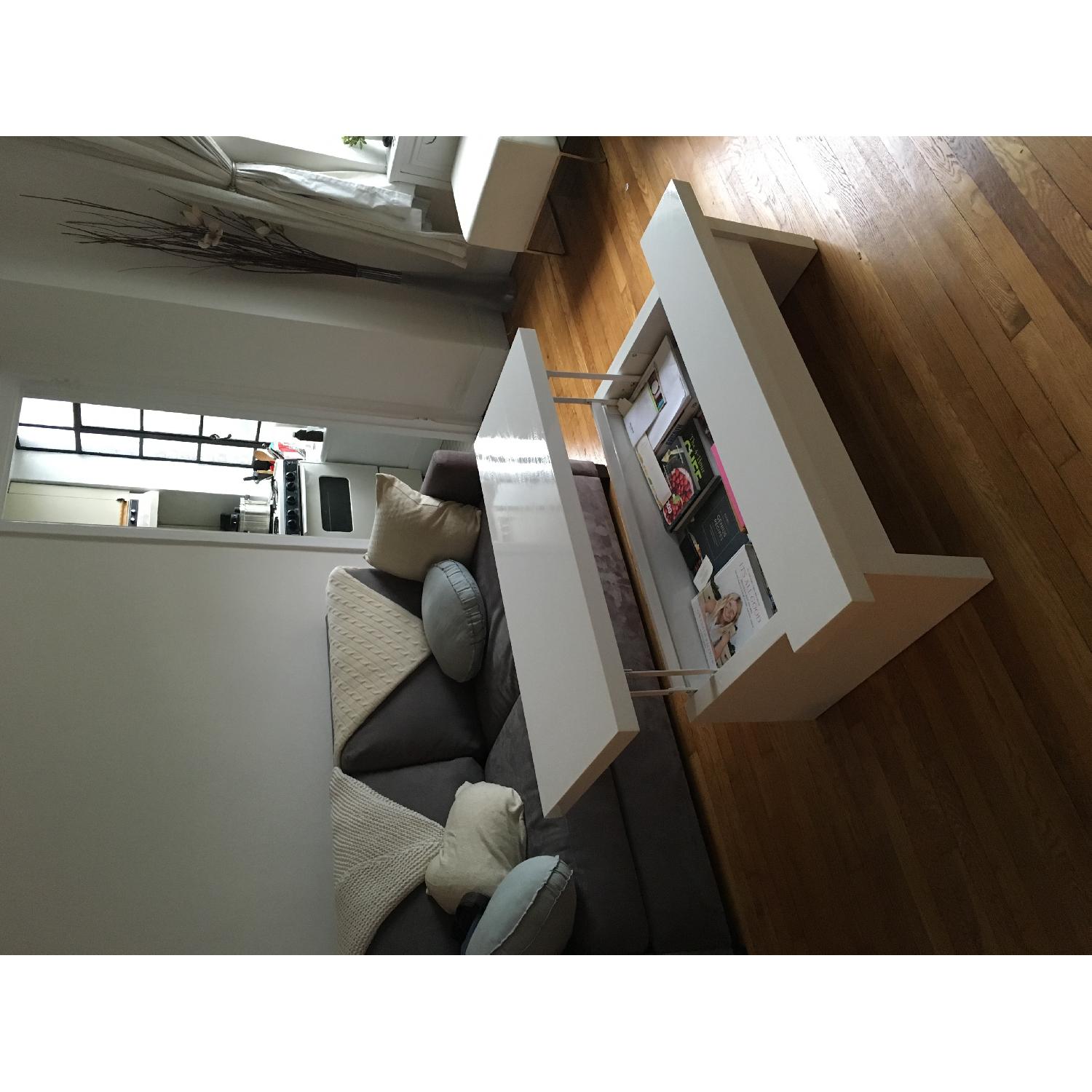 Lazzoni White Lacquer Storage Coffee Table - image-4