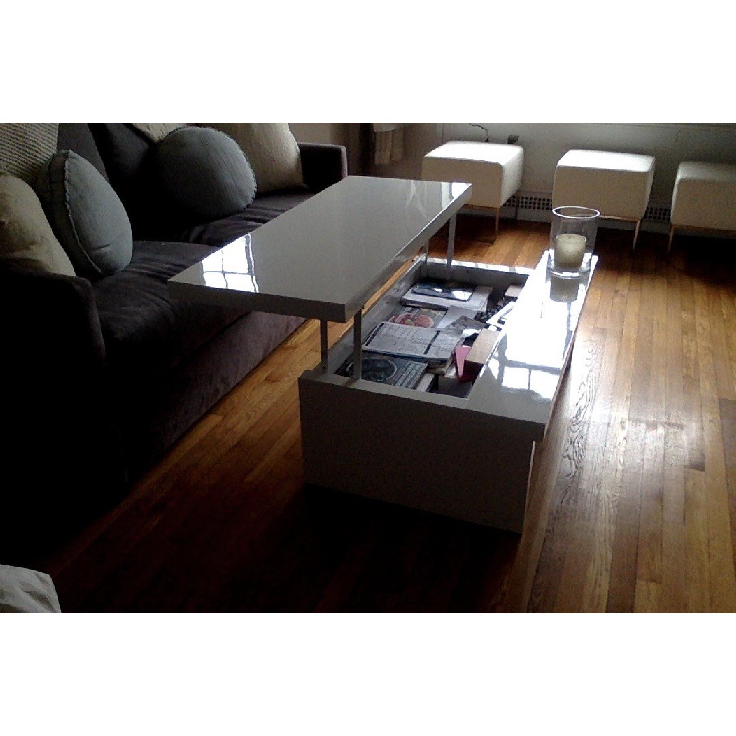 Lazzoni White Lacquer Storage Coffee Table - image-7