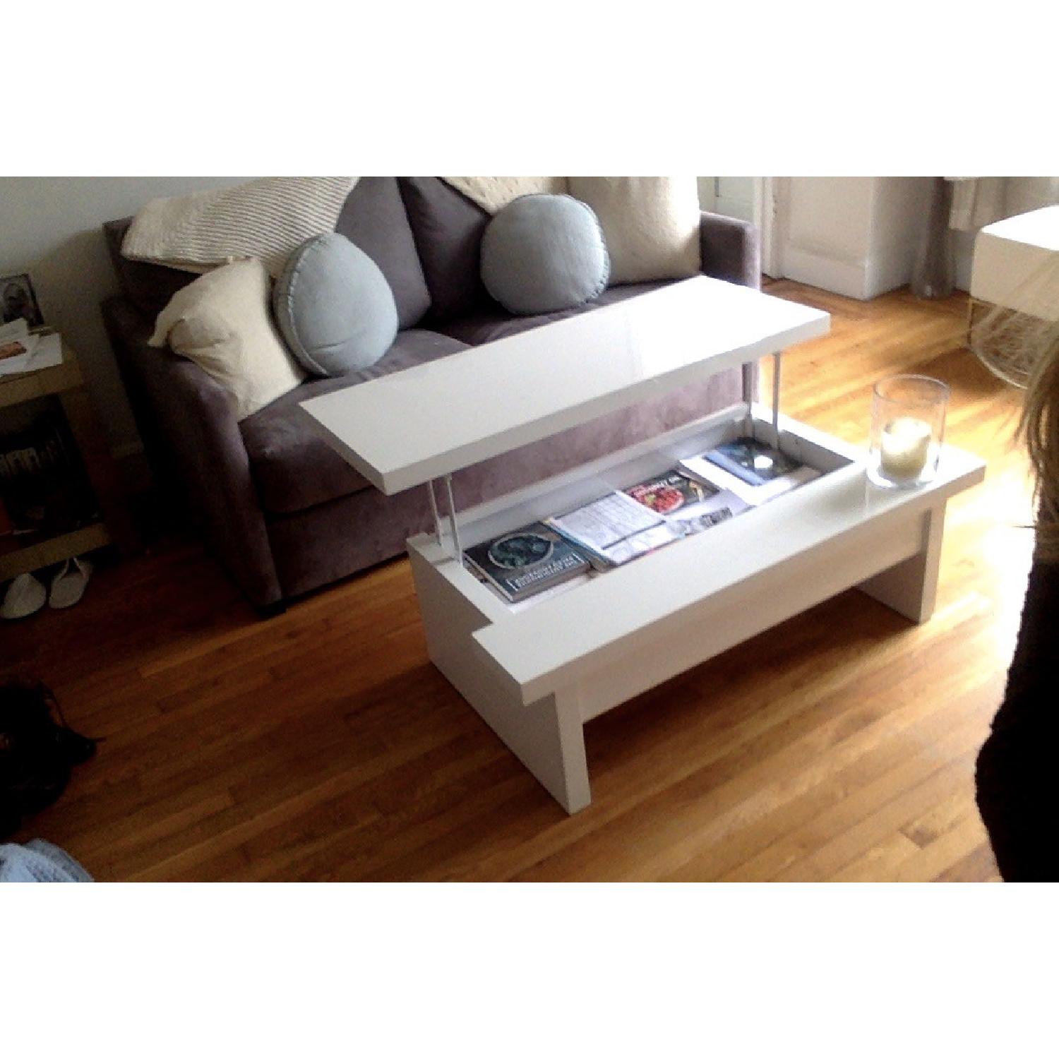Lazzoni White Lacquer Storage Coffee Table - image-8