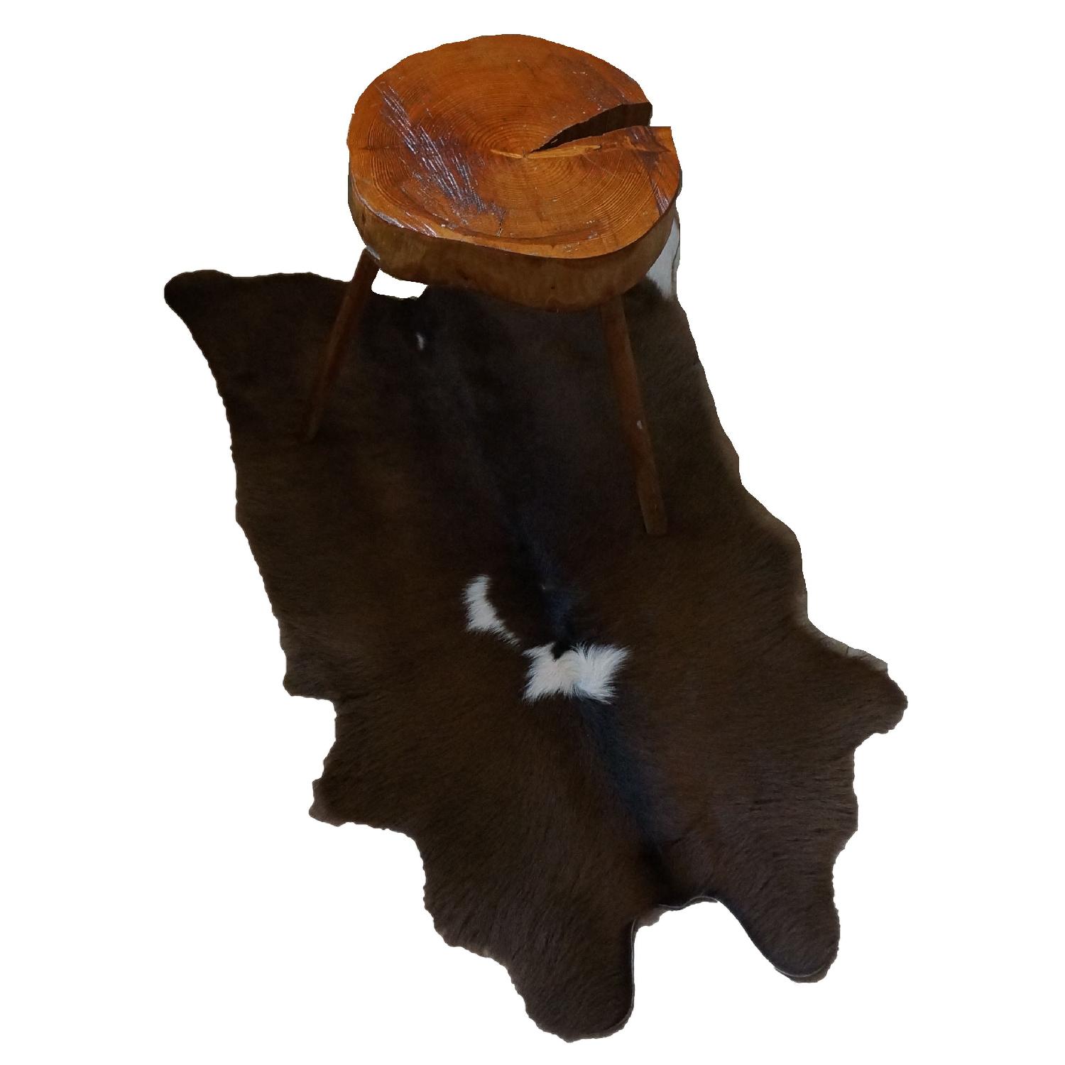 White on Brown Calfhide Rug - image-1