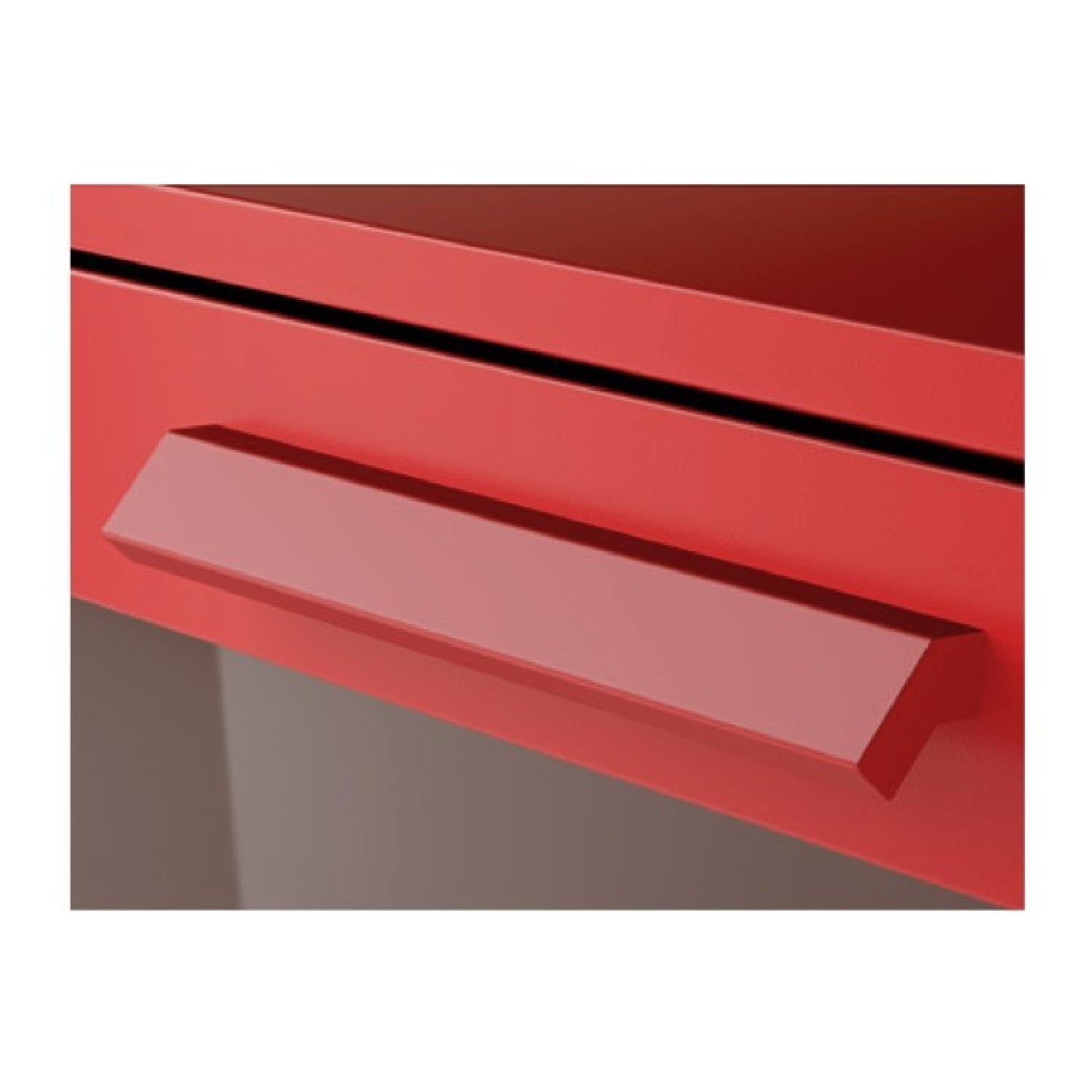 Ikea 3-Drawer Chest In Red w/ Frosted Glass - image-2
