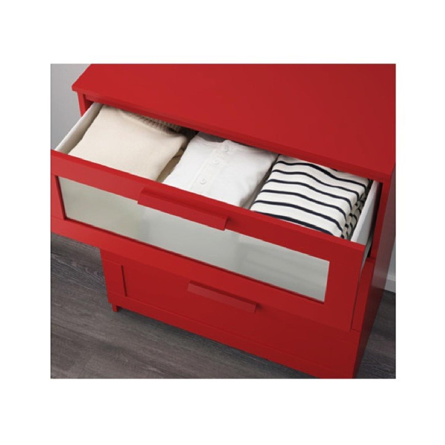 Ikea 3-Drawer Chest In Red w/ Frosted Glass - image-3