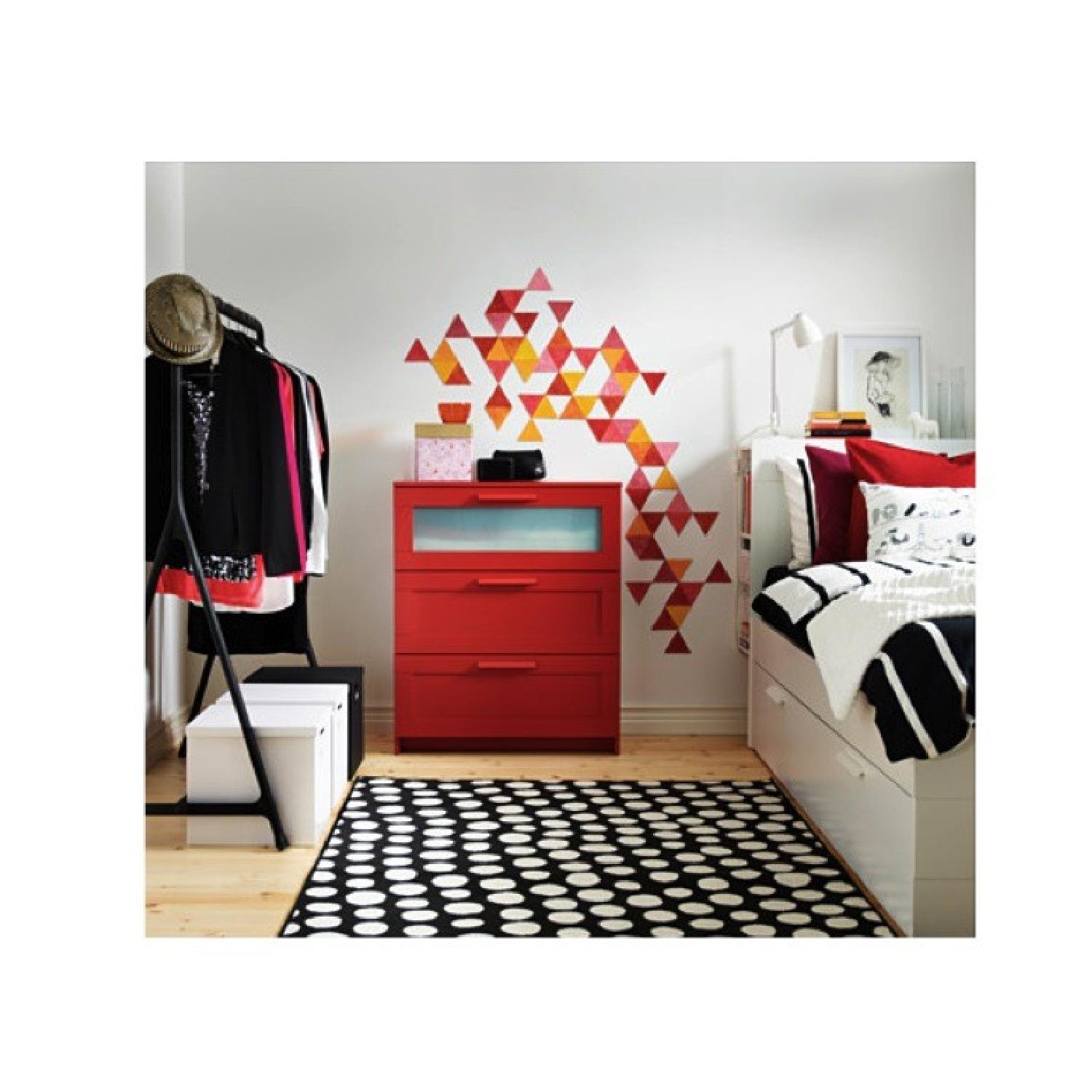 Ikea 3-Drawer Chest In Red w/ Frosted Glass - image-5
