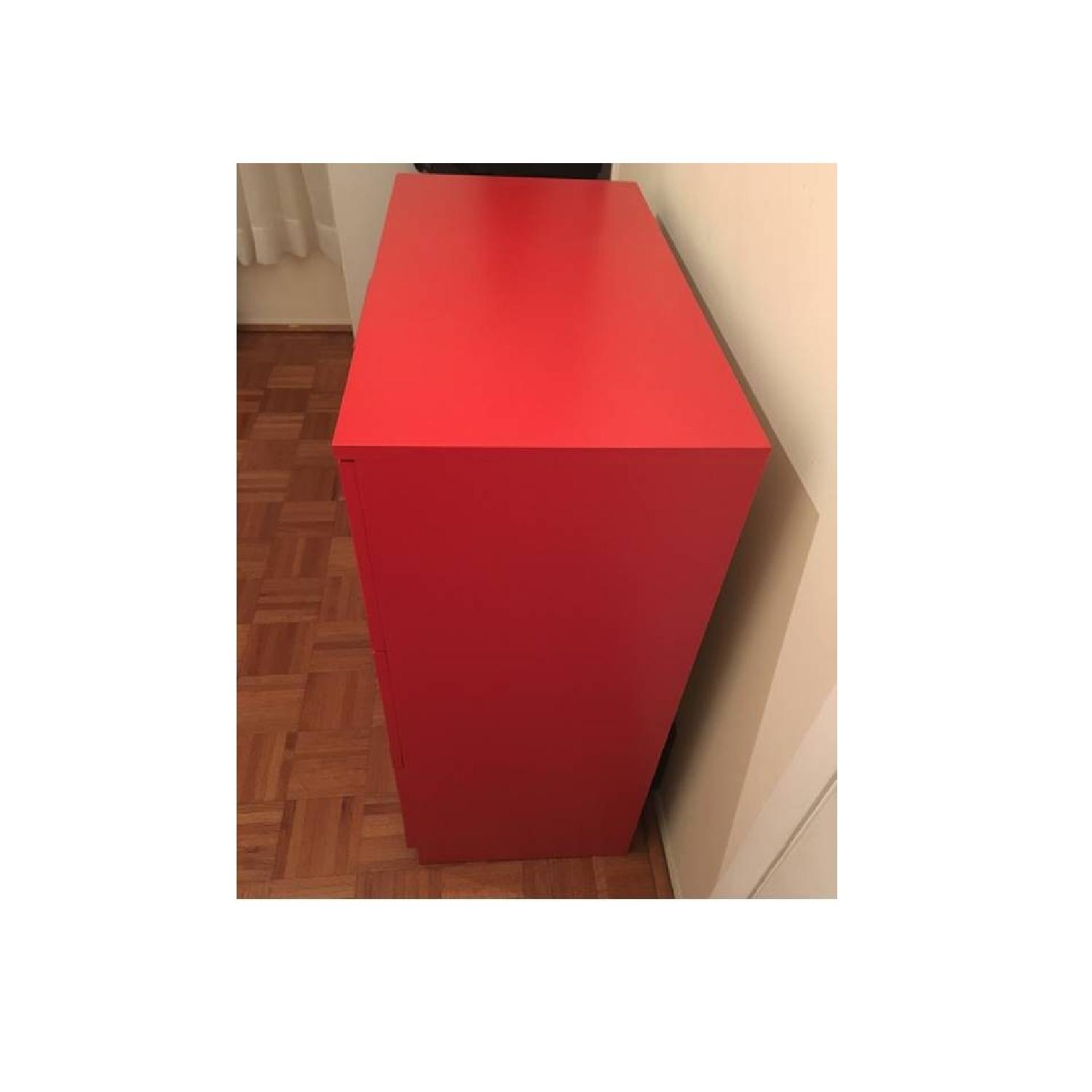 Ikea 3-Drawer Chest In Red w/ Frosted Glass - image-7
