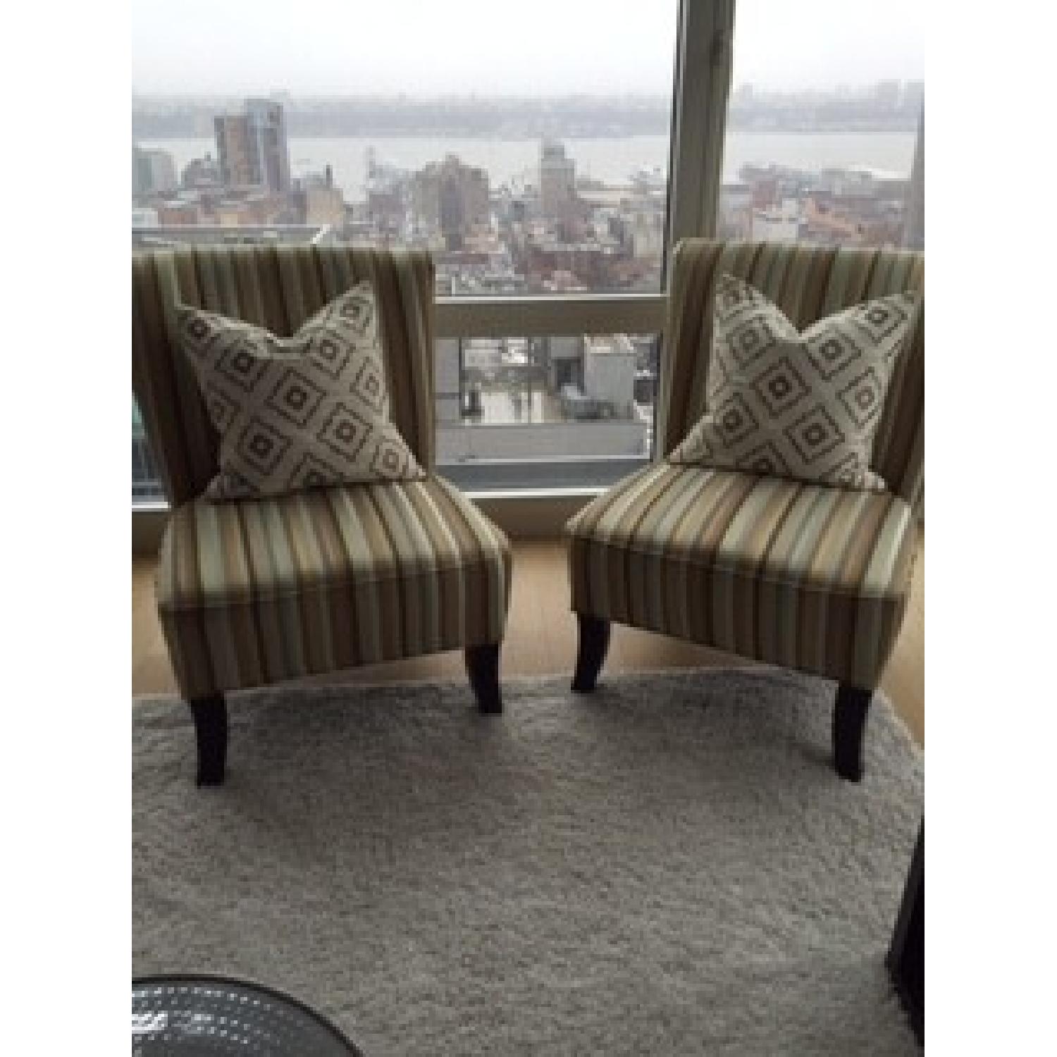 Raymour & Flanigan Striped Accent Chairs - Pair - image-1