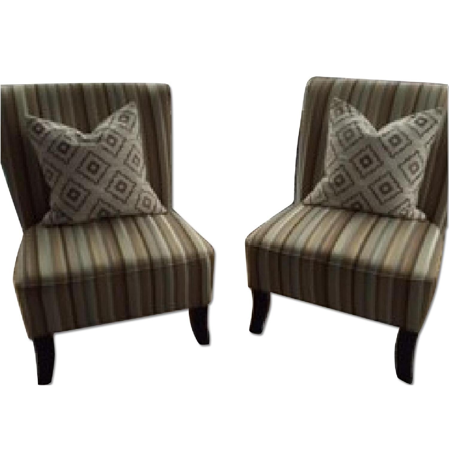 Raymour & Flanigan Striped Accent Chairs - Pair - image-0