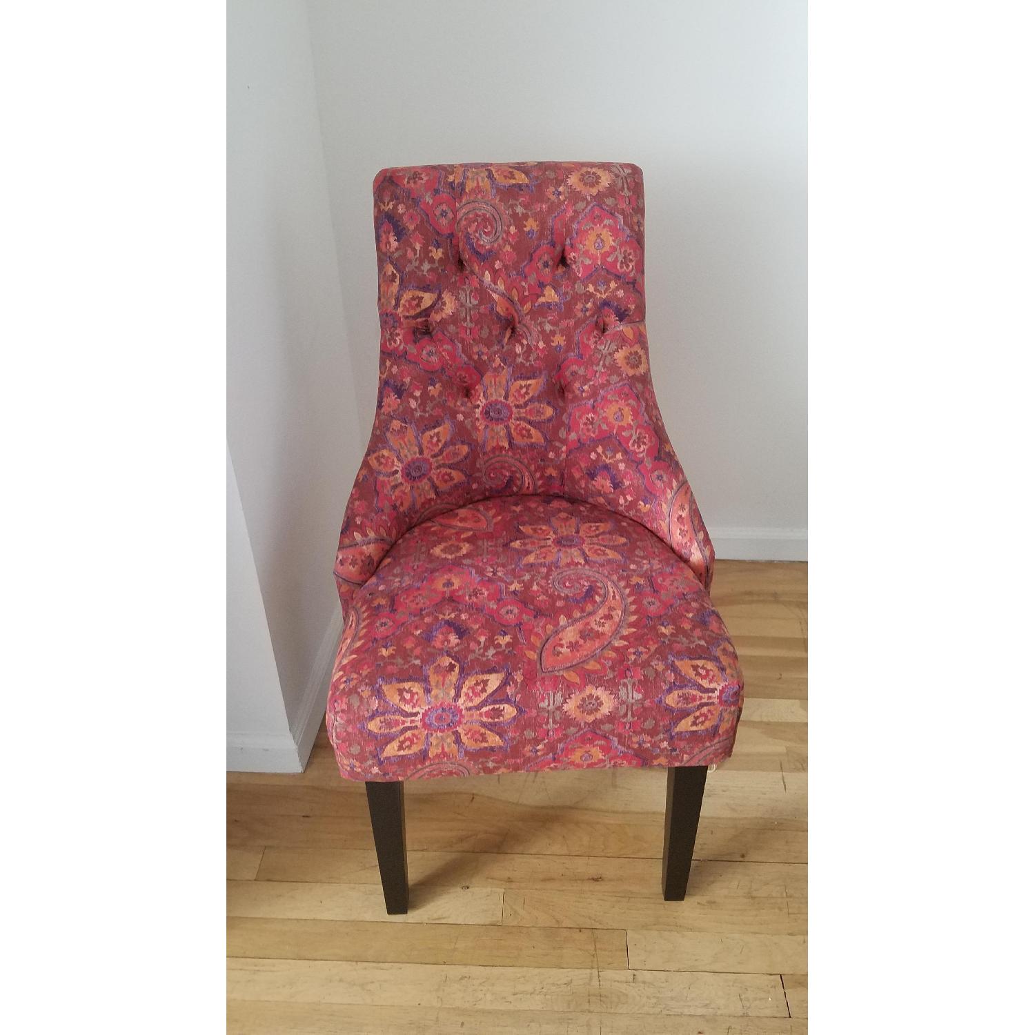 Tufted Red Paisley Dining Chairs - Pair - image-1