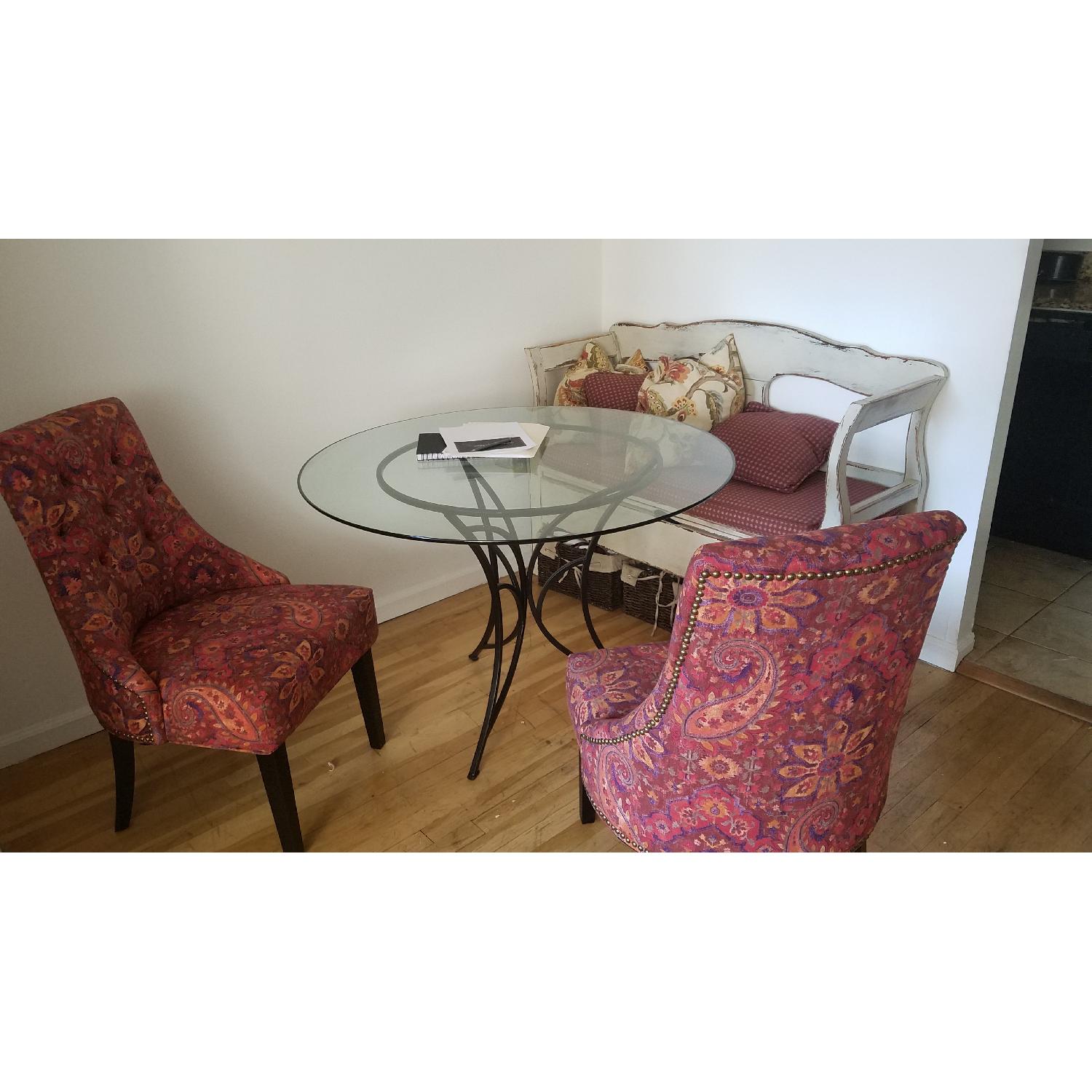 Tufted Red Paisley Dining Chairs - Pair - image-2