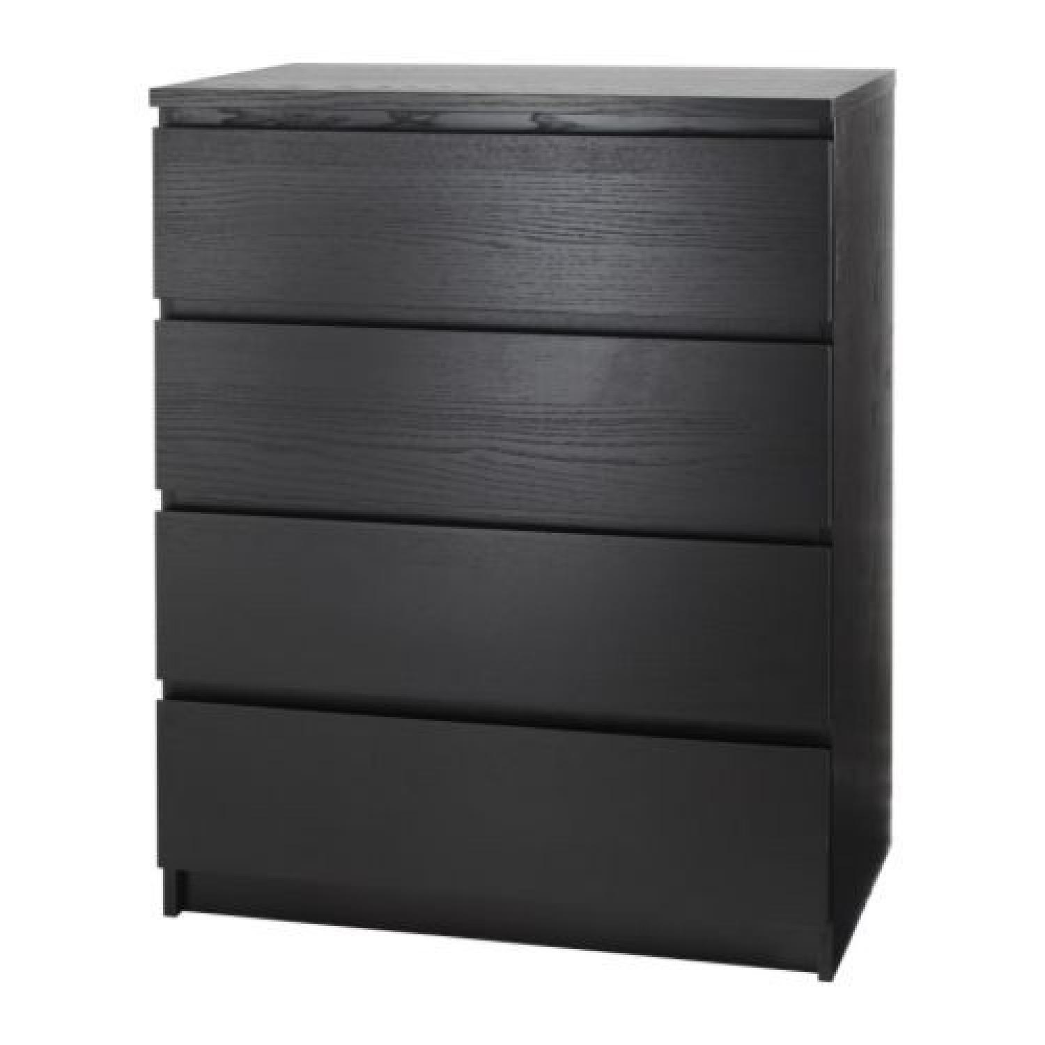 Ikea Malm Black 4 Drawer Dresser - image-0