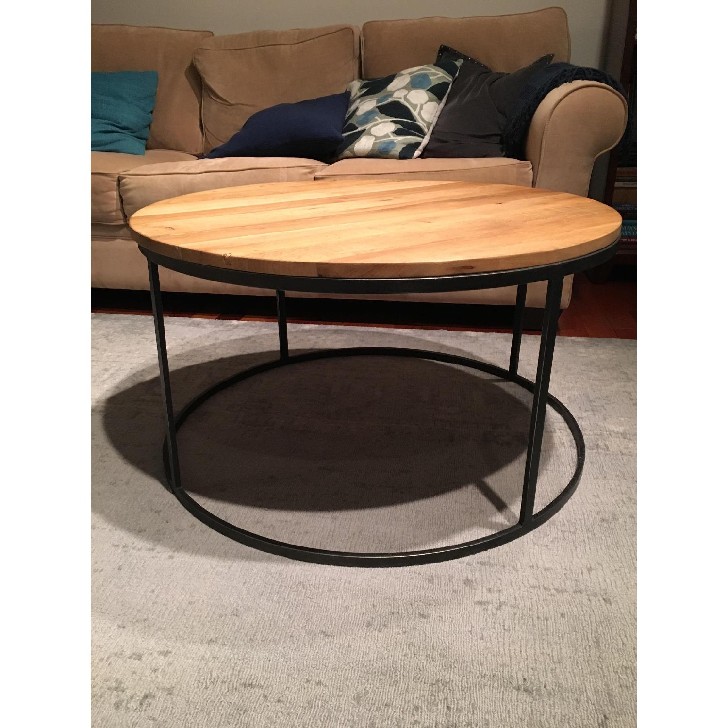Restoration Hardware Watts Reclaimed Oak Round Coffee Table - image-2