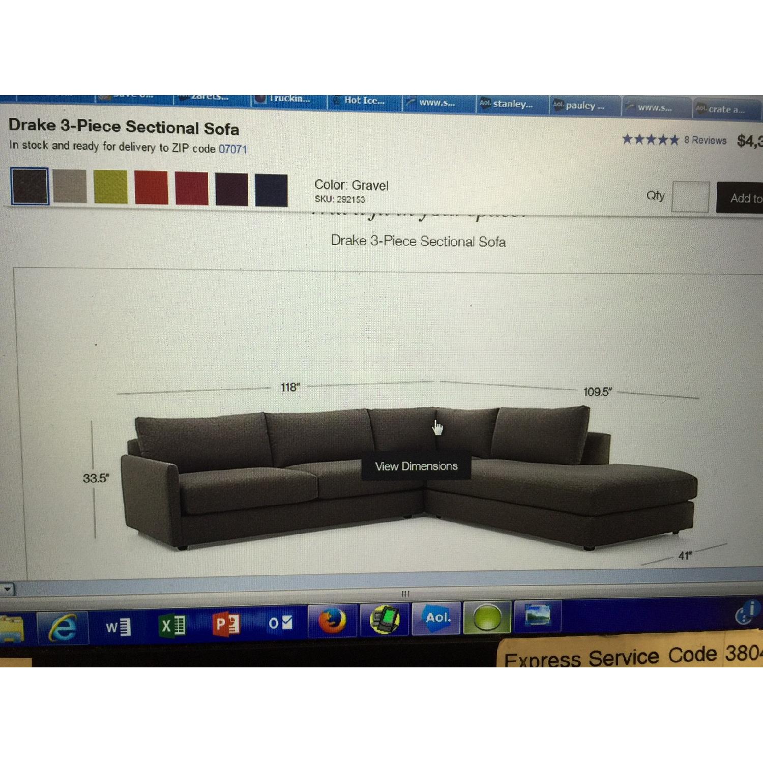 Crate & Barrel Drake Sectional Sofa - image-2