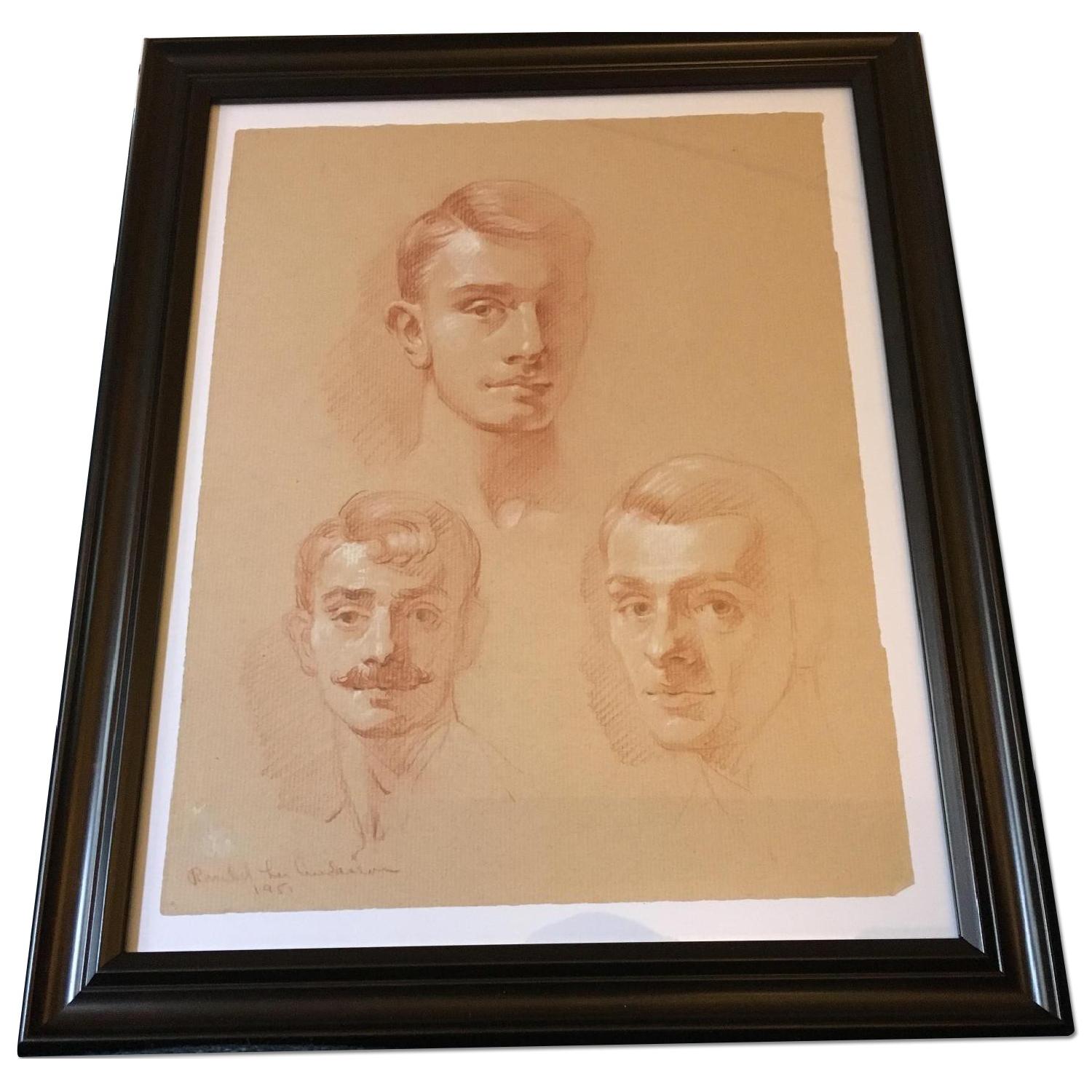 Framed Vintage 1951 Portraits of Dapper Gents - image-0