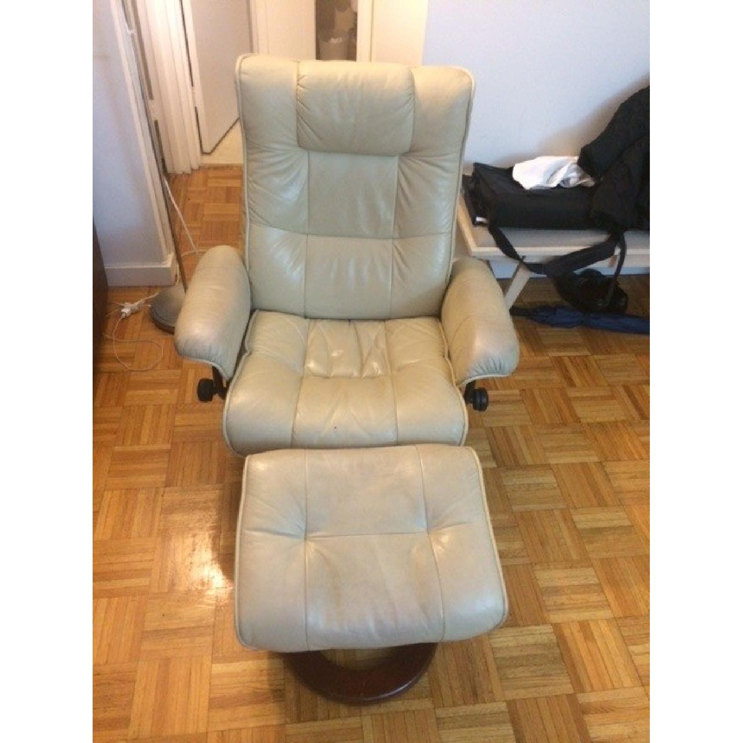 Raymour & Flanigan Reclining Chair & Ottoman - image-1