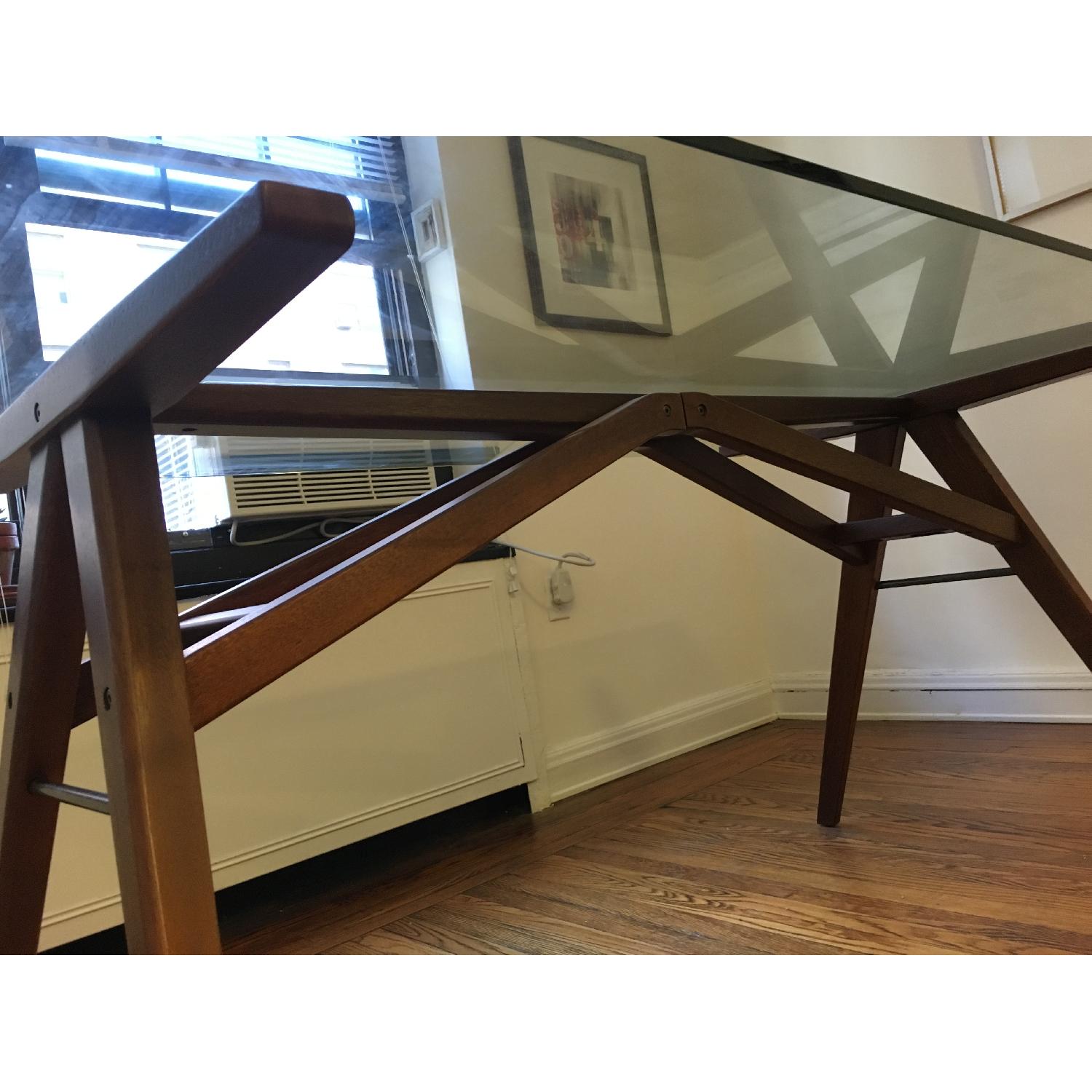 West Elm Modern Glass & Walnut-Stained Dining Table - image-4