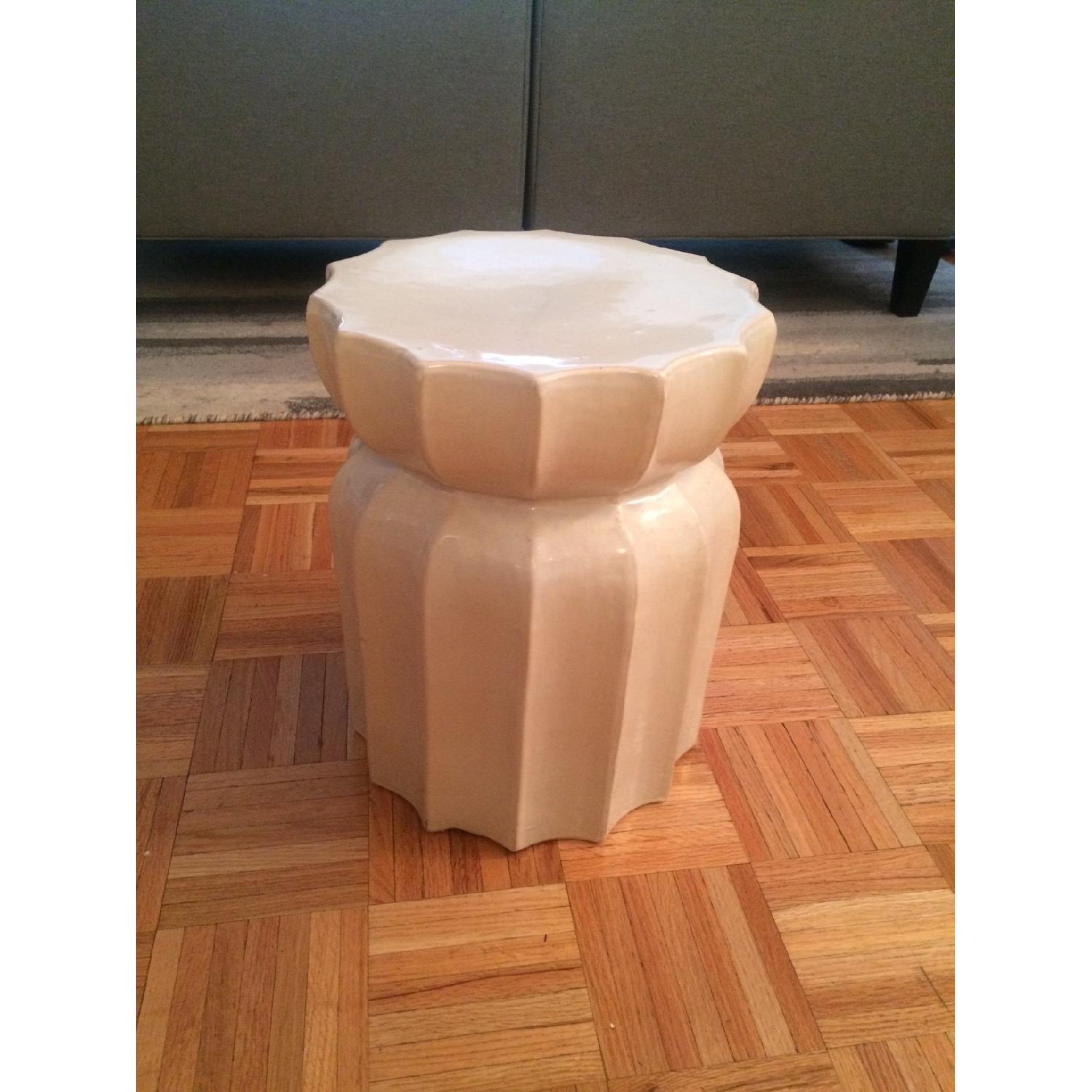Ballard Designs White Ceramic Garden Stool/Side Table - image-1