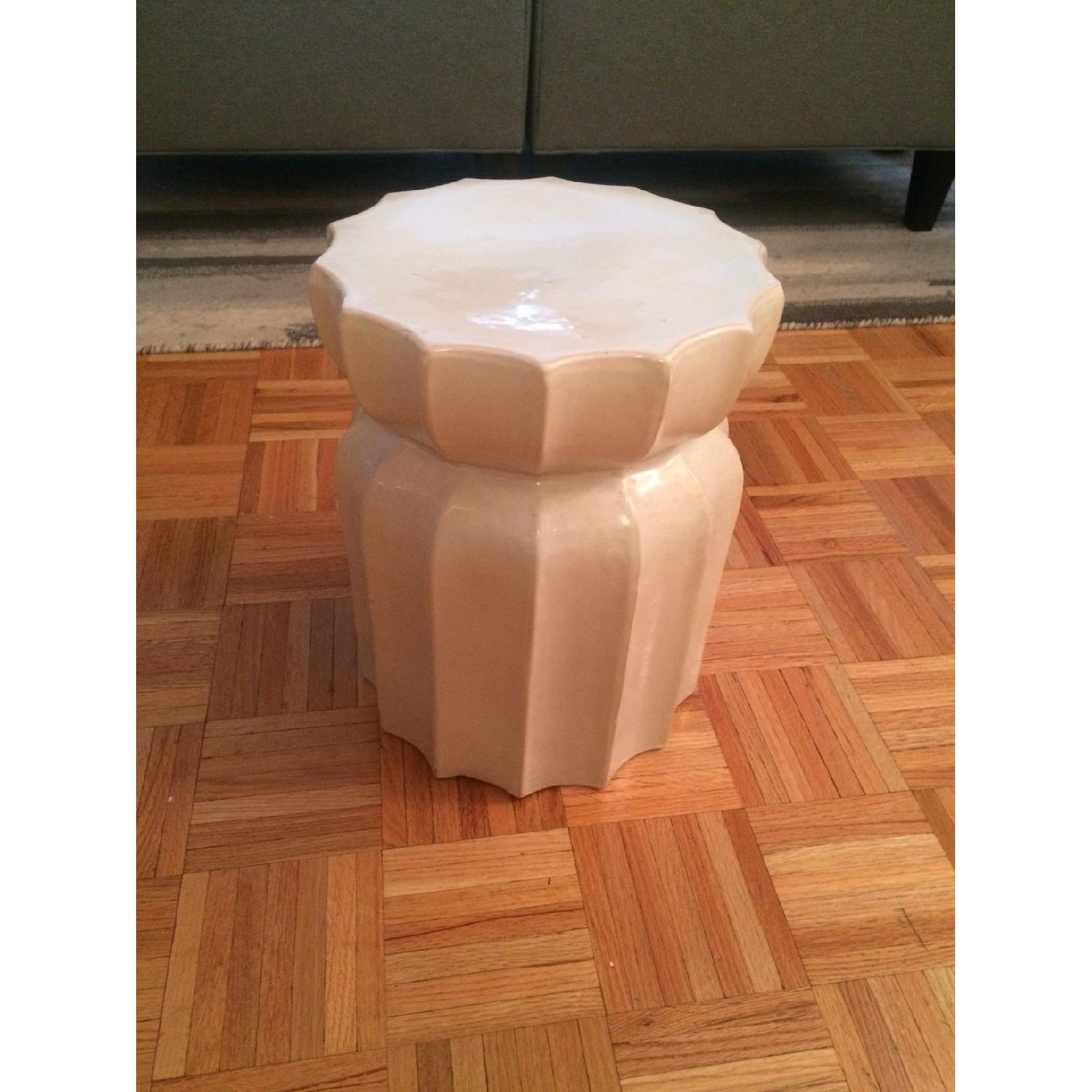 Ballard Designs White Ceramic Garden Stool/Side Table - image-2
