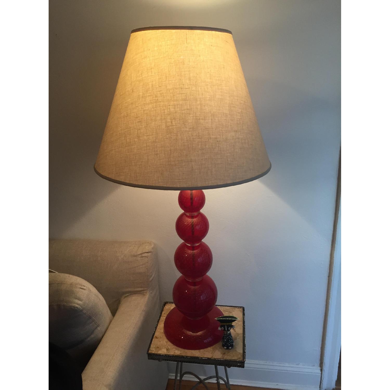 Murano Vintage Red Lamps - Pair - image-1