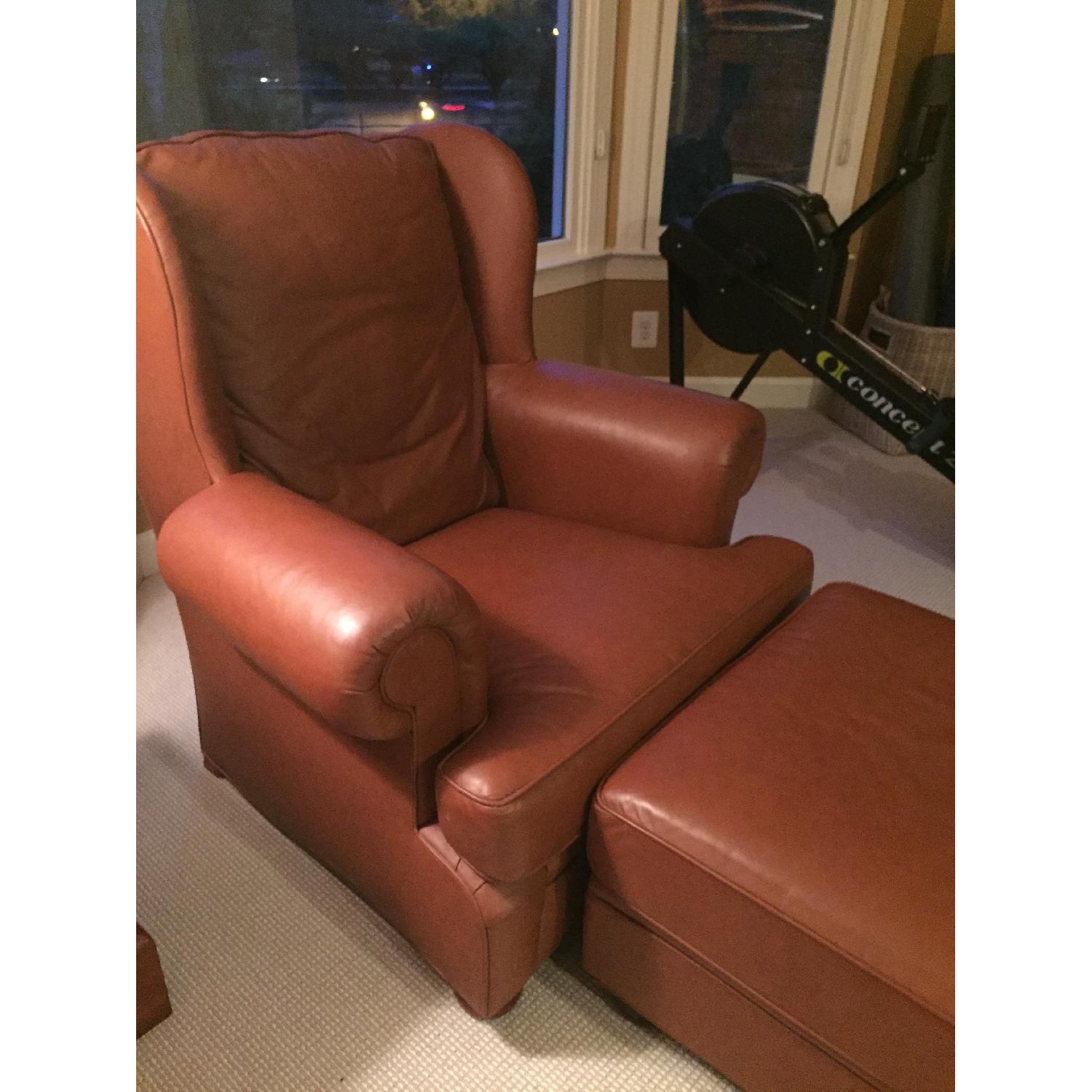 Leather Club Chair & Footstool - image-2