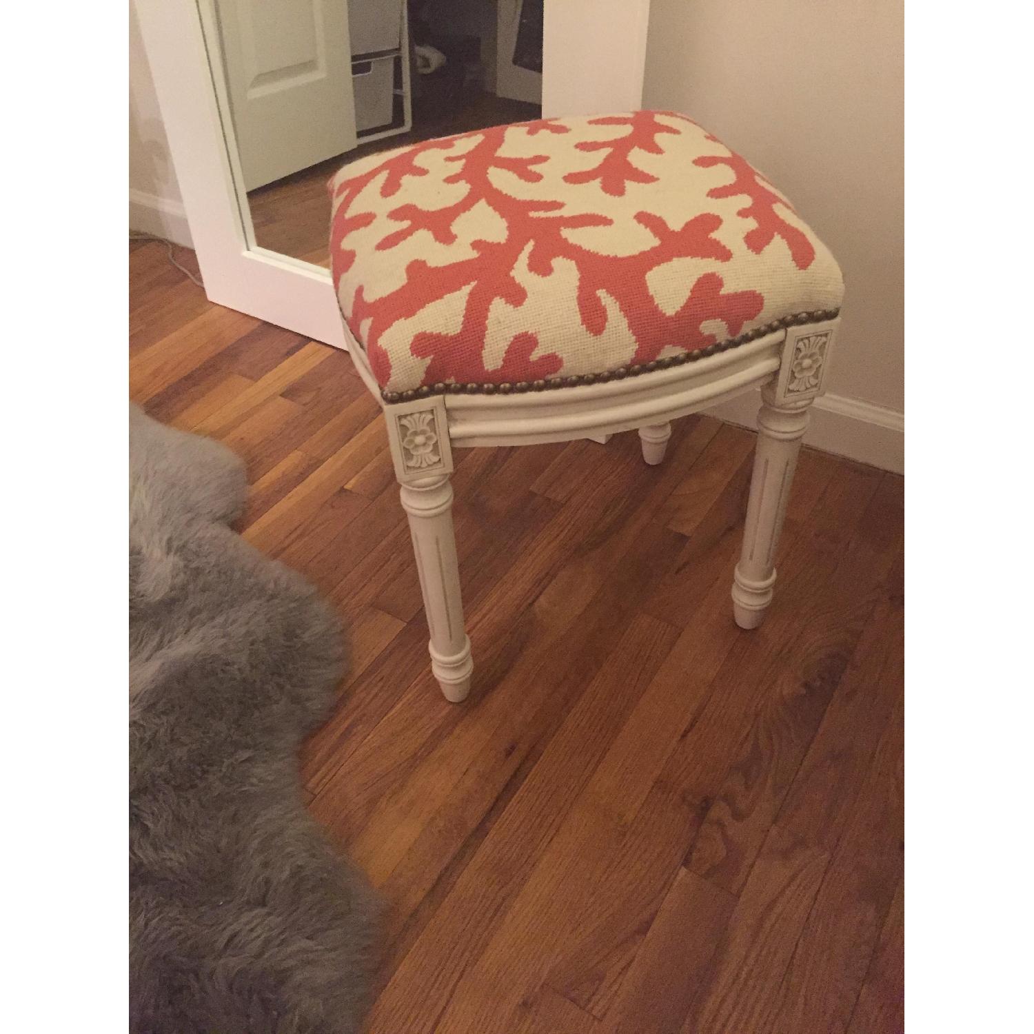 Ballard Design Coral Needlepoint Stool - image-1