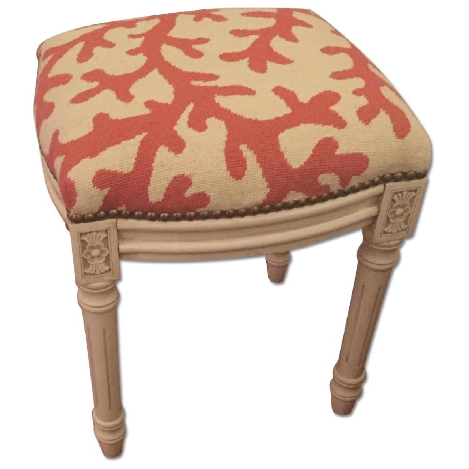 Ballard Design Coral Needlepoint Stool - image-0