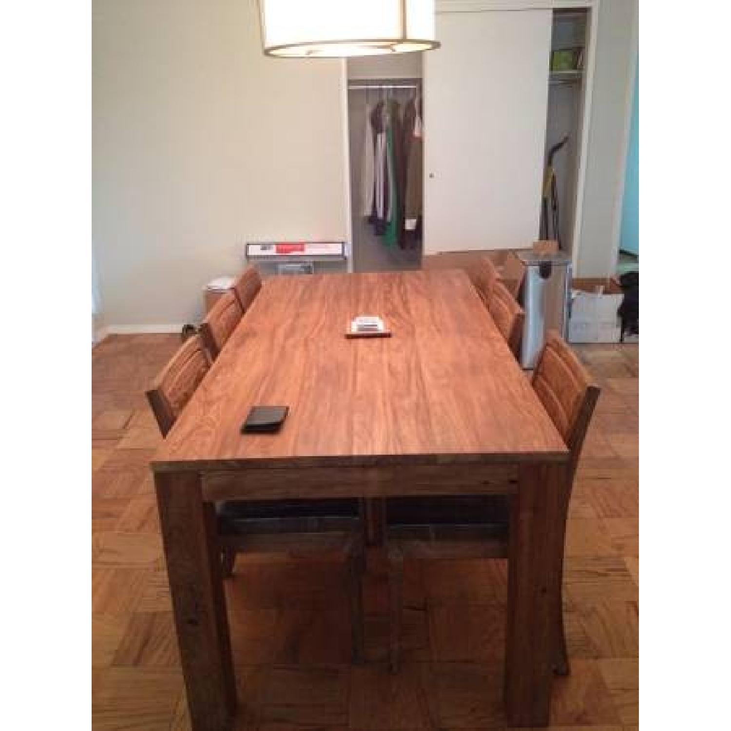 ABC Carpet and Home Teak Dining Table w/ 6 Chairs - image-1