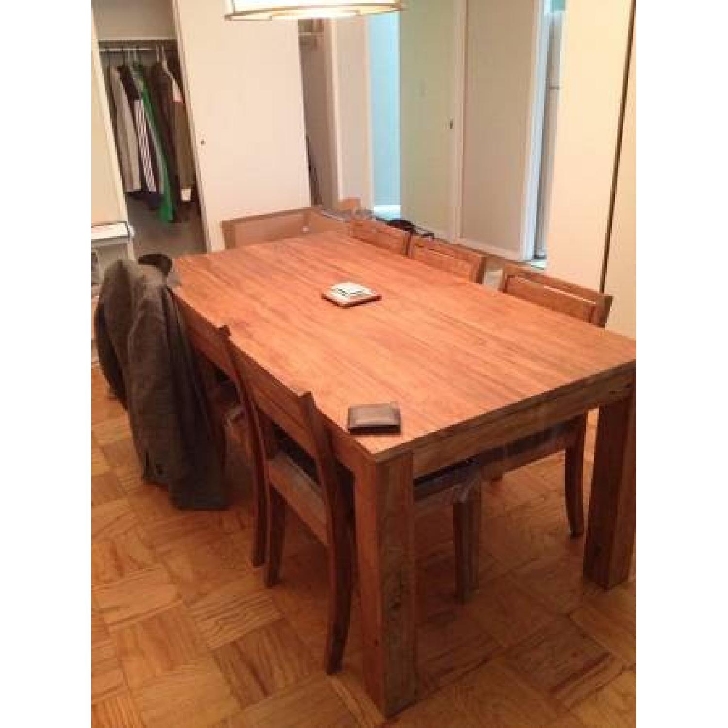 ABC Carpet and Home Teak Dining Table w/ 6 Chairs - image-2