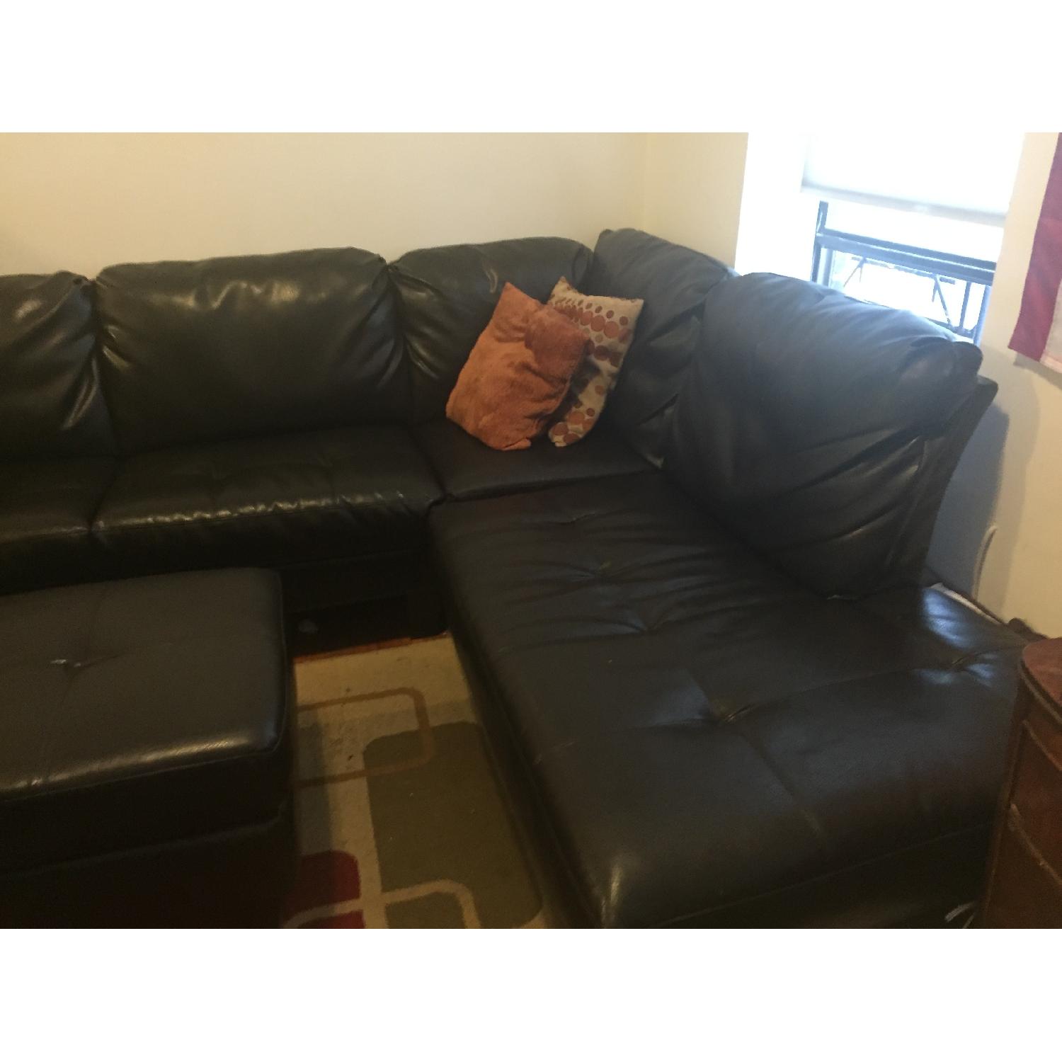 Jennifer Convertibles Leather Sectional Sofa & Ottoman - image-2