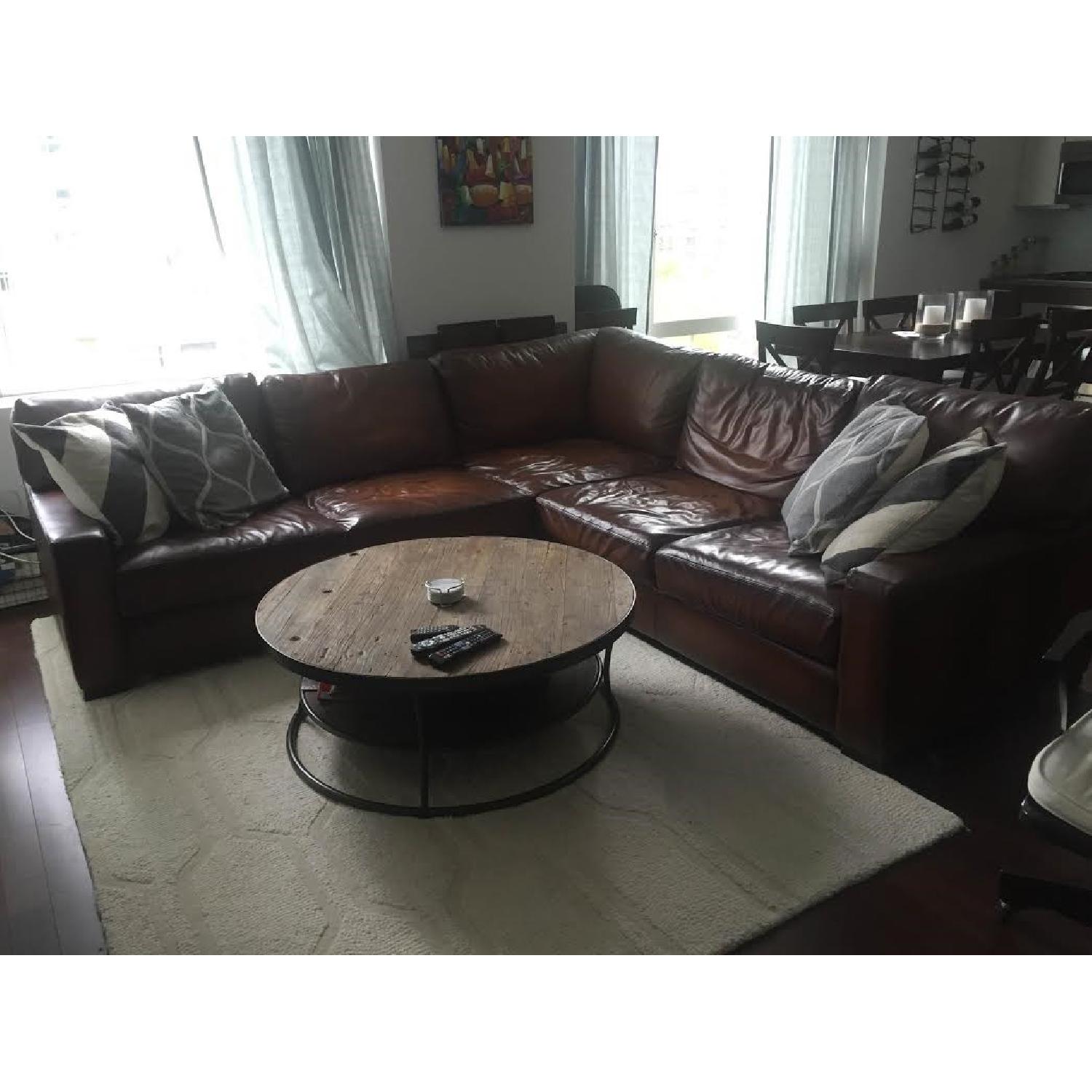 Pottery Barn Turner Square Arm Leather 3-Piece L-Shaped Corner Sectional - image-1