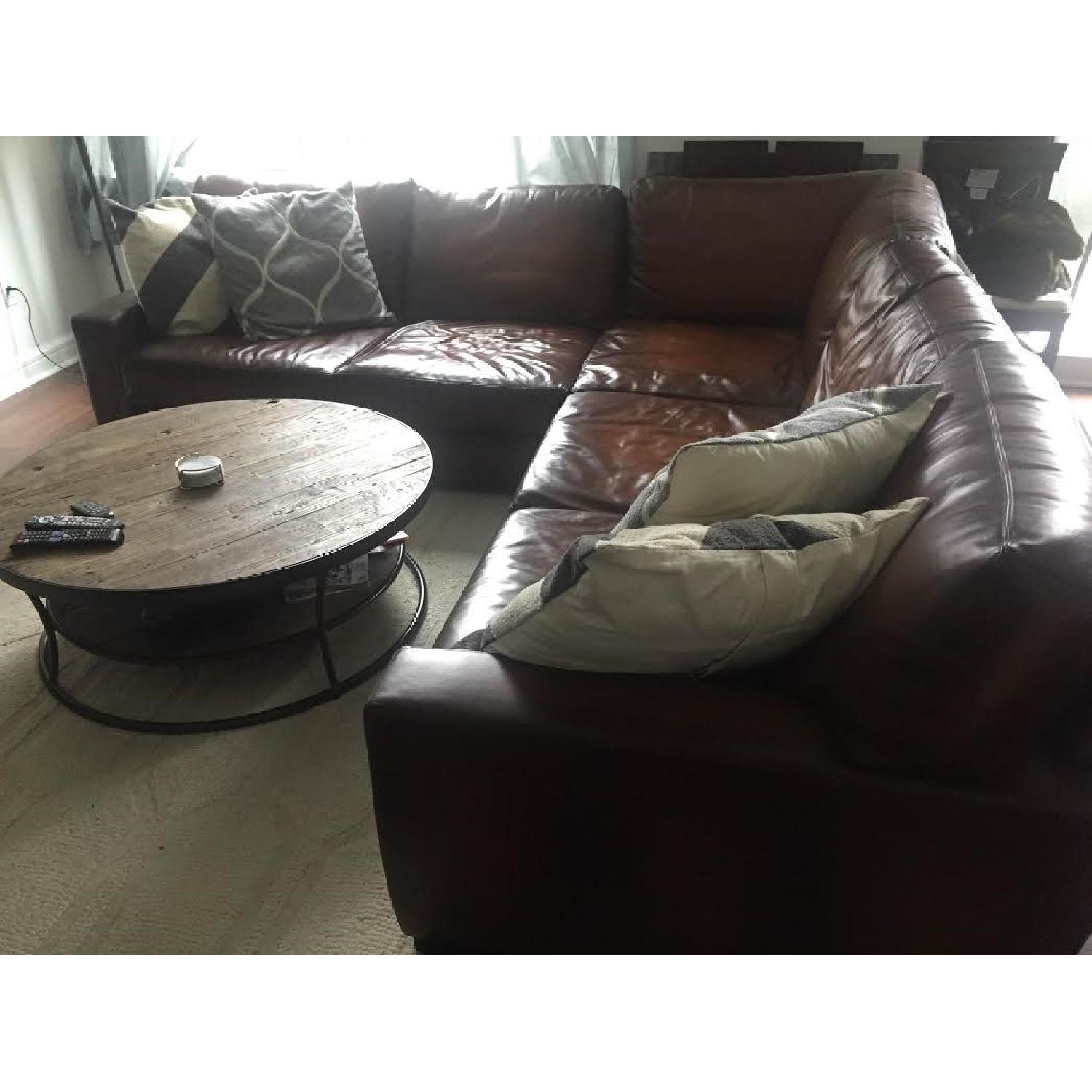 Pottery Barn Turner Square Arm Leather 3-Piece L-Shaped Corner Sectional - image-2