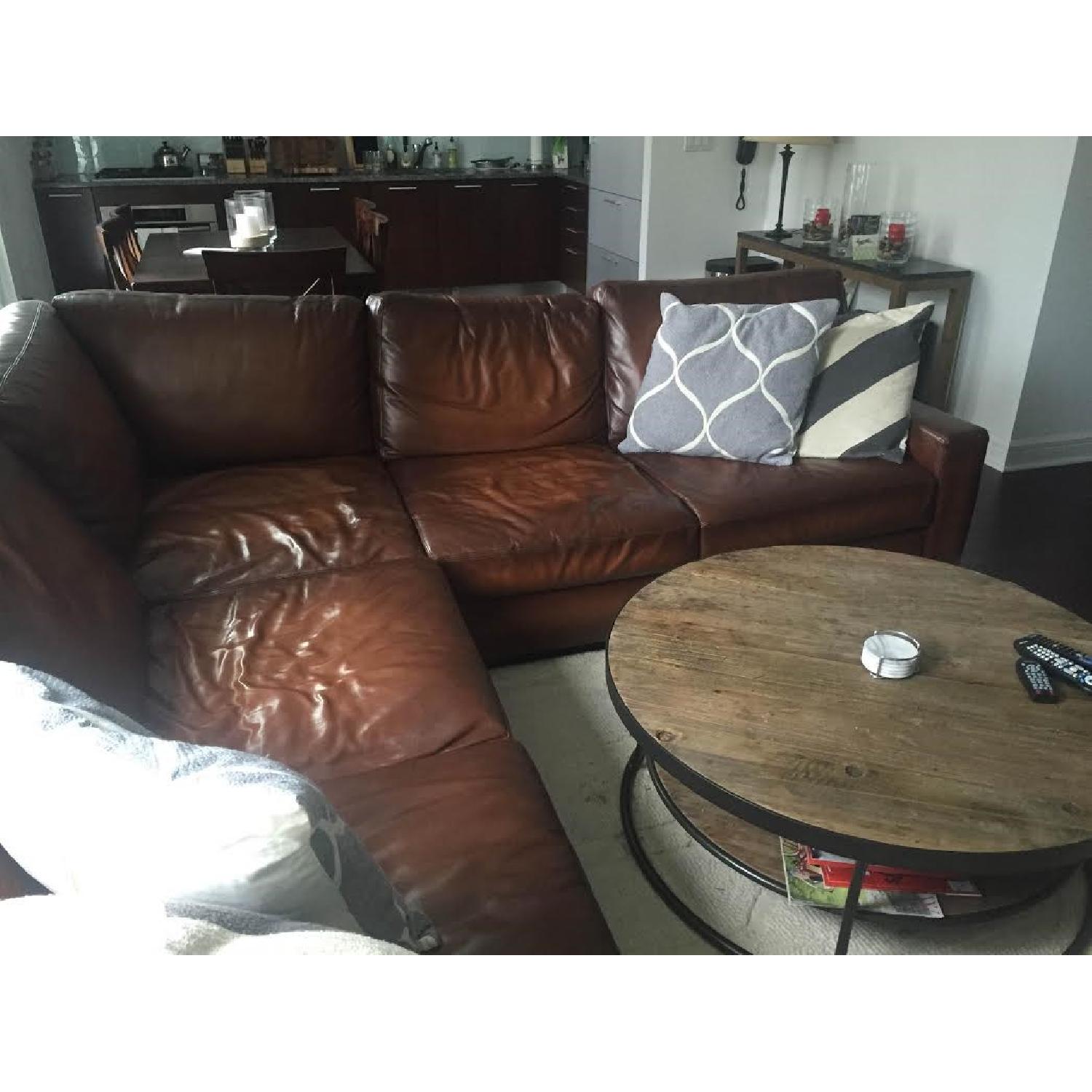 Pottery Barn Turner Square Arm Leather 3-Piece L-Shaped Corner Sectional - image-3