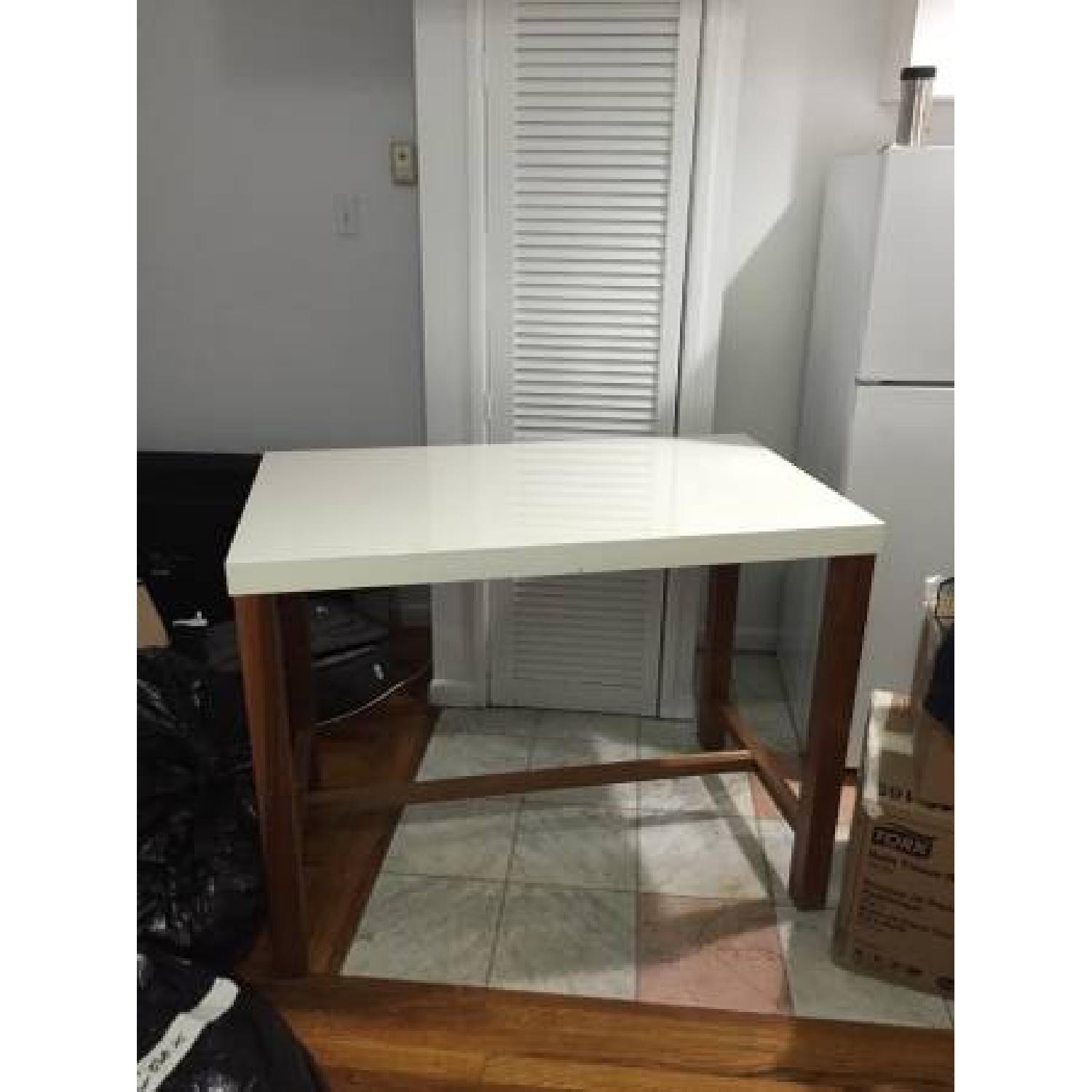Crate & Barrel Lacquer/Wood Counter Height Table - image-1