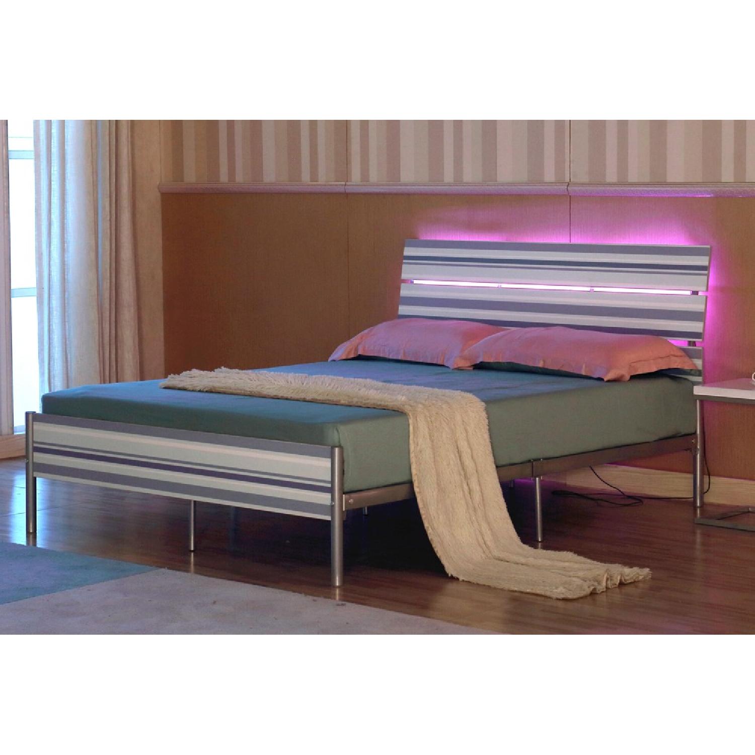 Twin Size Metal Bed Frame w/ Wirless Remote LED Light on Headboard - image-1