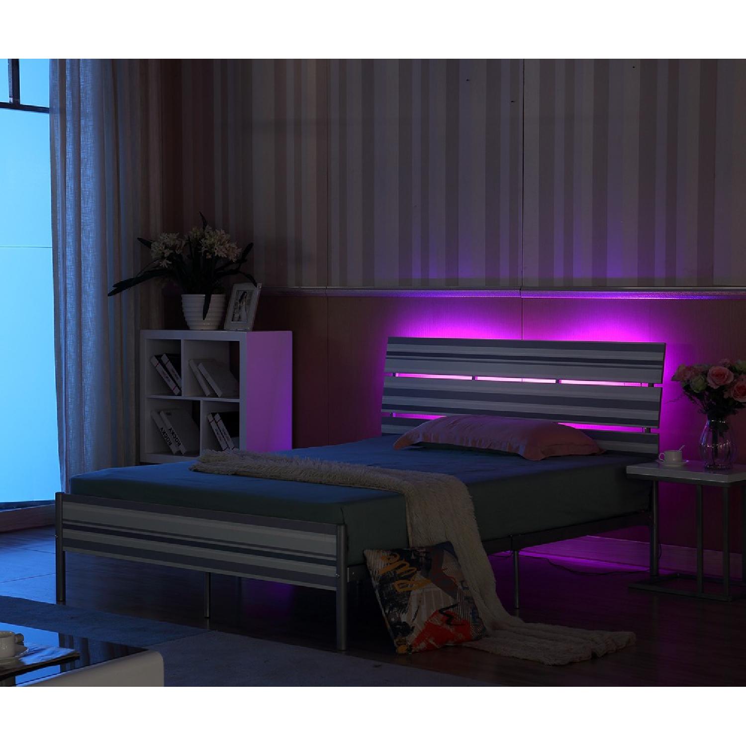 Twin Size Metal Bed Frame w/ Wirless Remote LED Light on Headboard - image-4