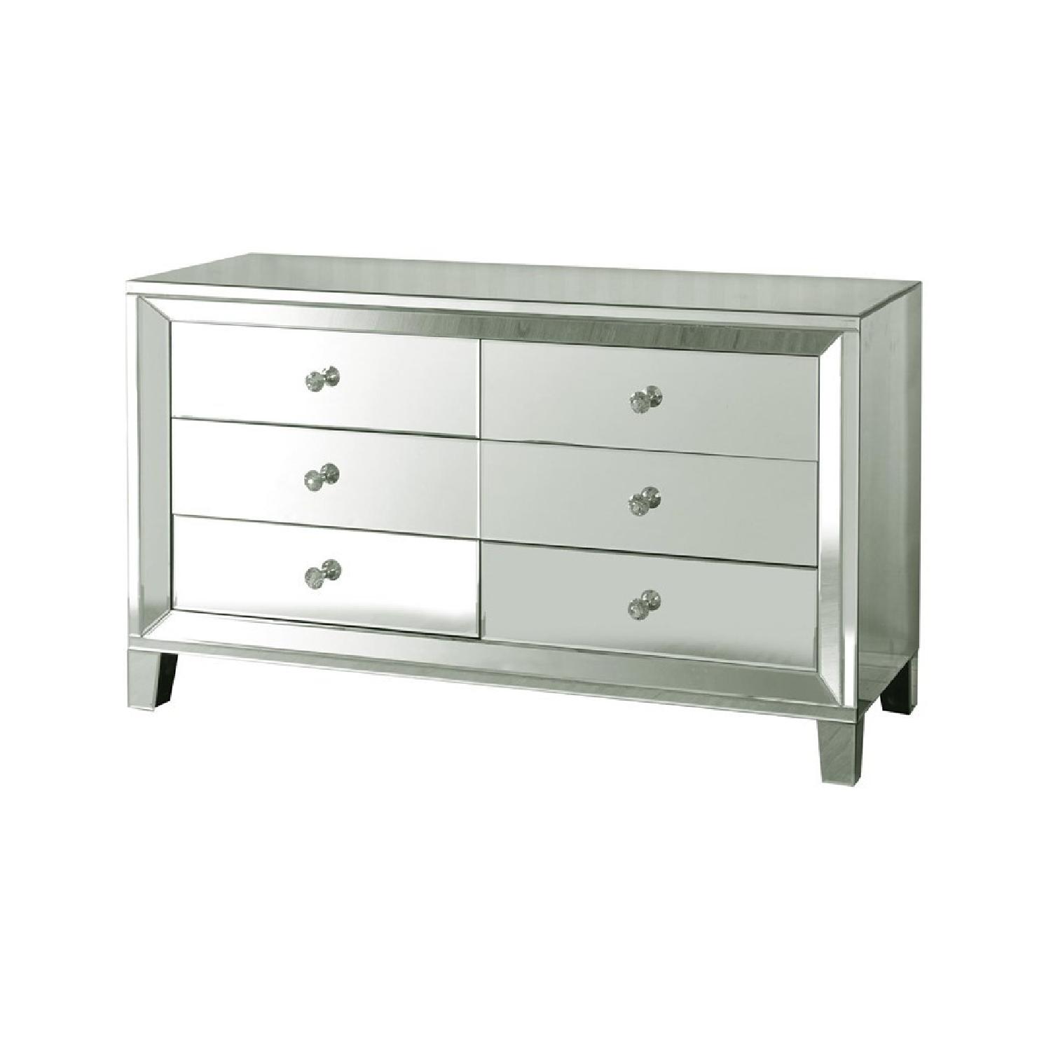 6 Drawer Clear Mirror Cabinet w/ Crystal Pull Knobs by Style Craft - image-0