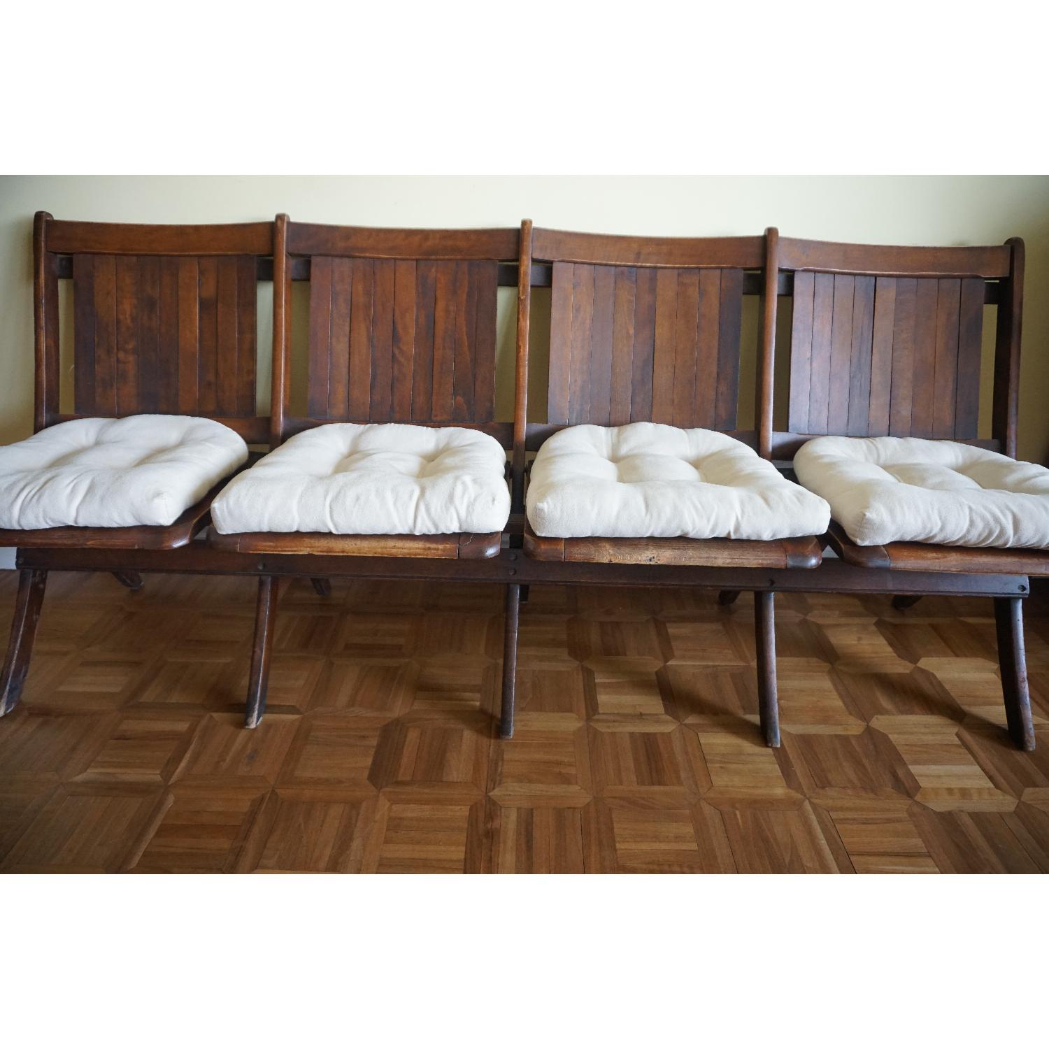 Vintage Harlem Movie Theater Wooden Bench Seats - image-2