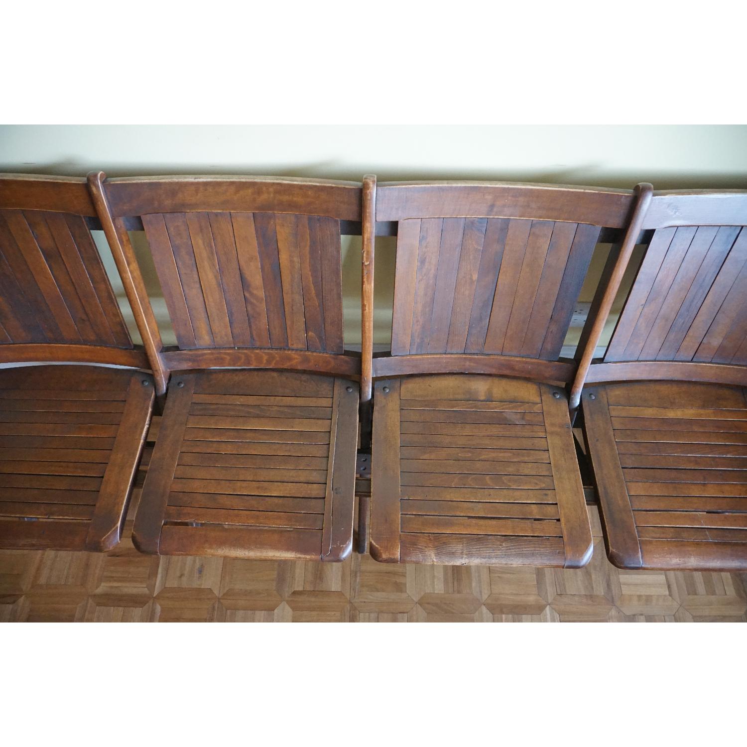 Vintage Harlem Movie Theater Wooden Bench Seats - image-3
