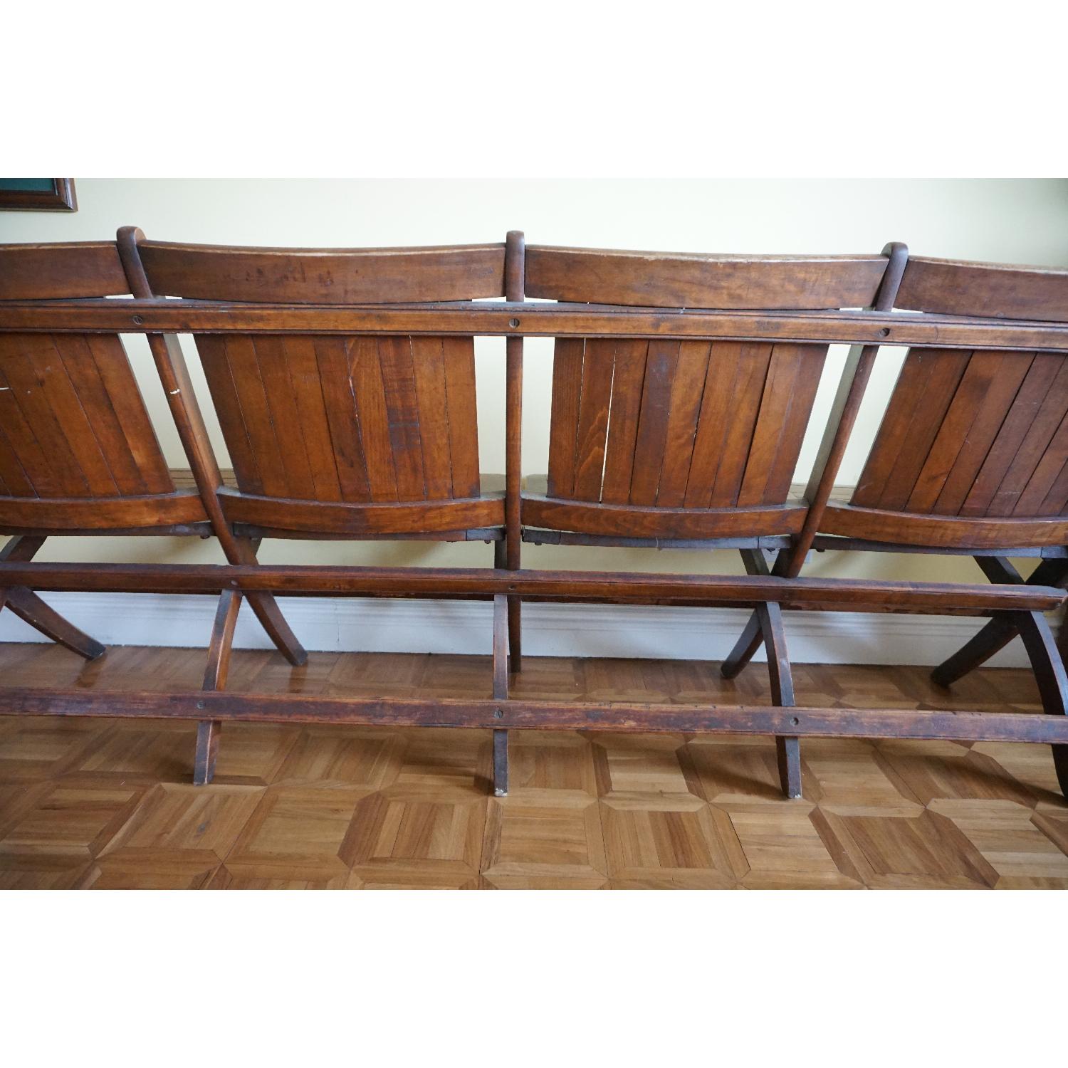 Vintage Harlem Movie Theater Wooden Bench Seats - image-7