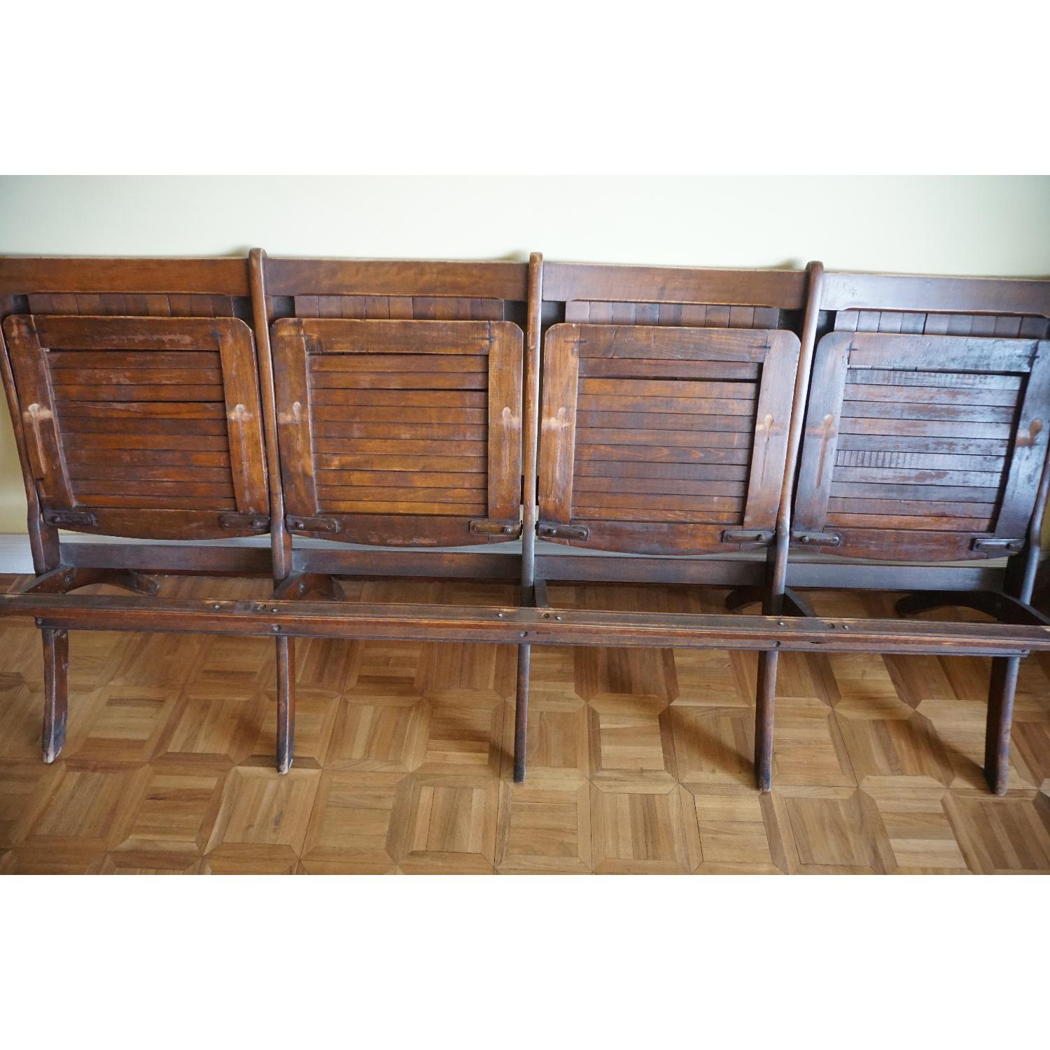 Vintage Harlem Movie Theater Wooden Bench Seats - image-8