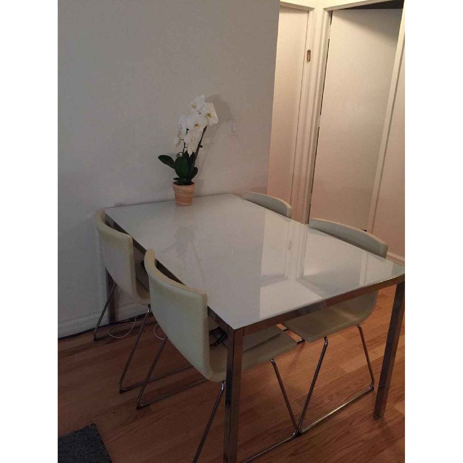 Ikea White Kitchen Table w/ Chrome Legs - image-1