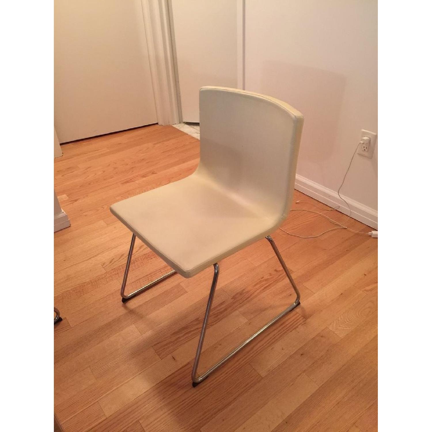 Ikea White Leather Dining Chairs Set of 4 AptDeco