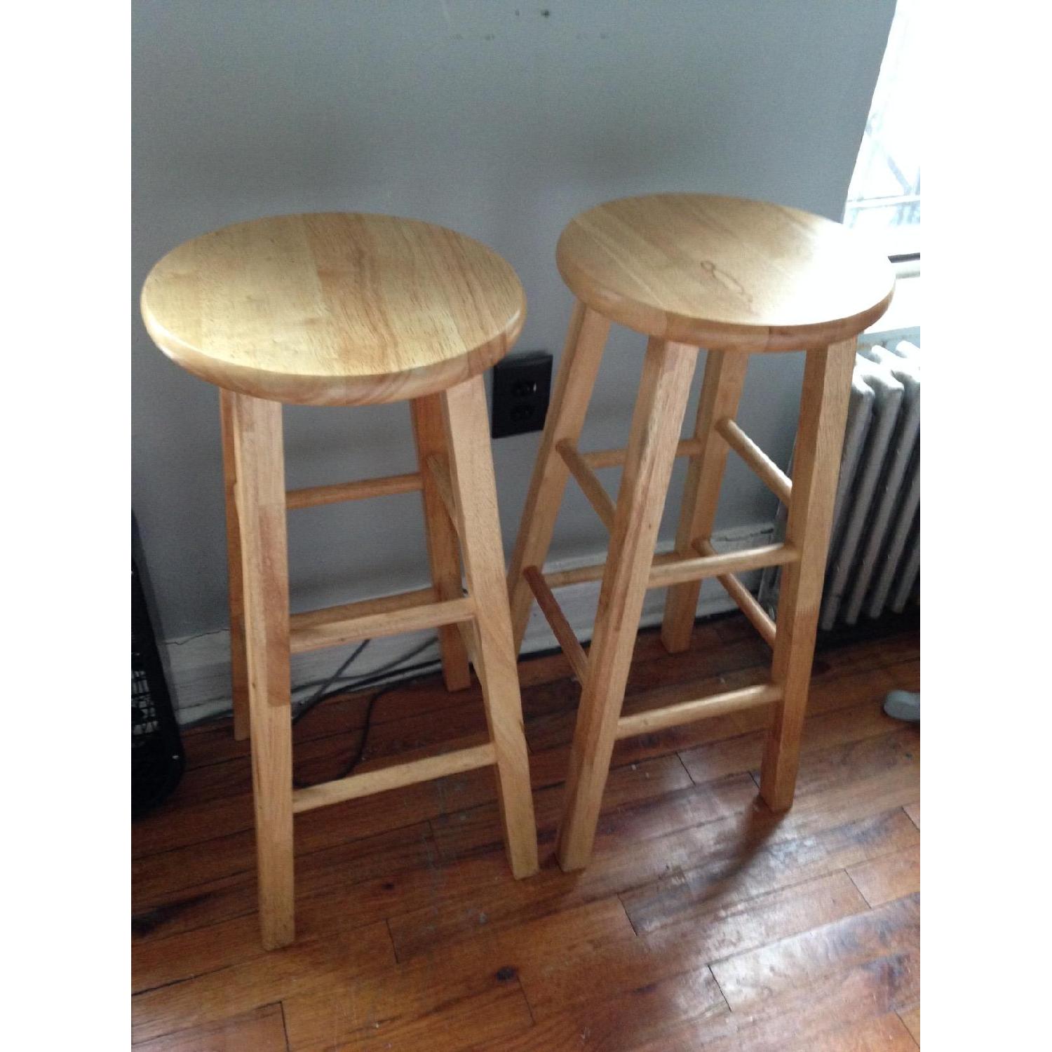 Light Wood Bar Stools - Pair - image-4