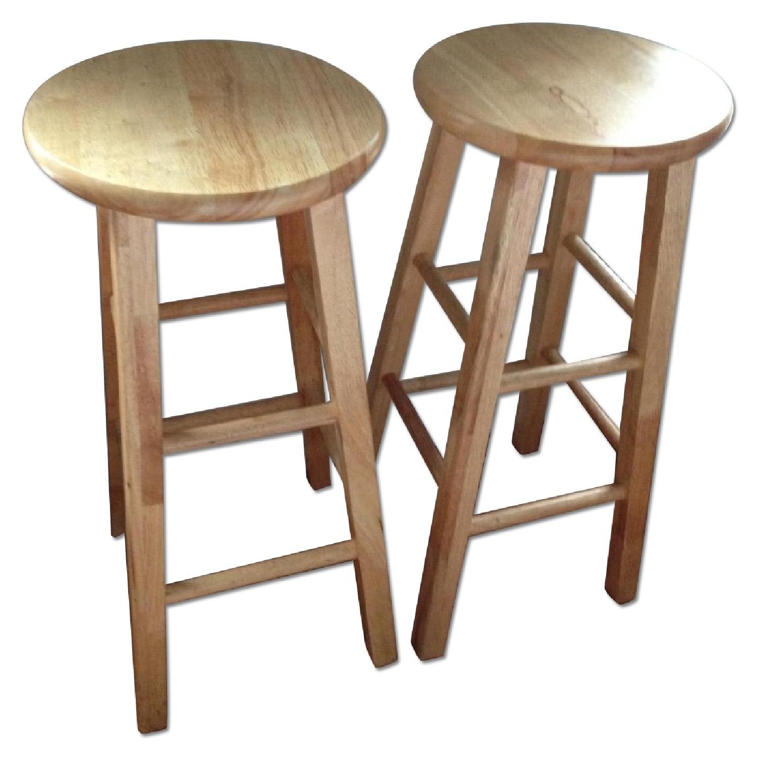 Light Wood Bar Stools - Pair - image-0