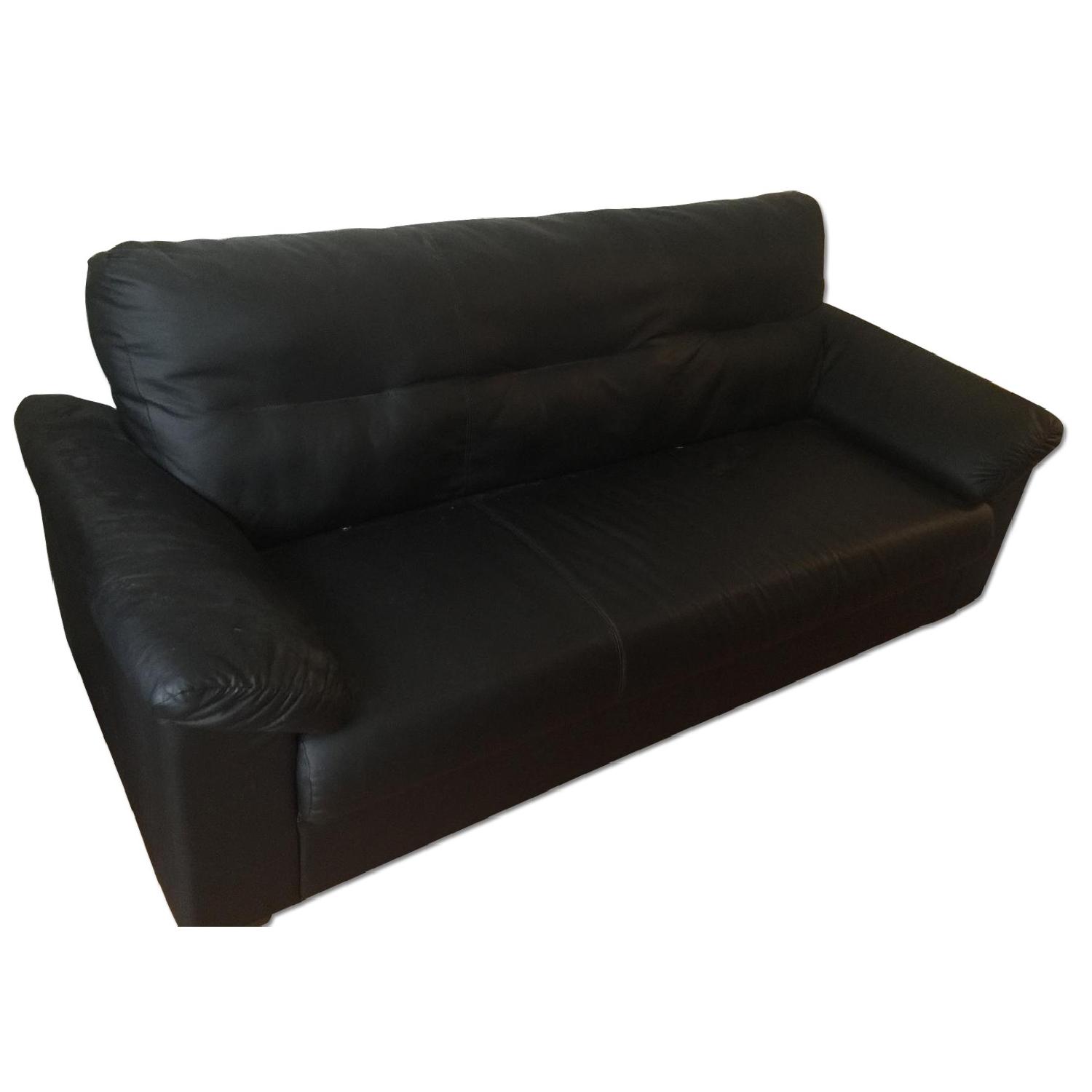 Ikea Black Faux Leather Sofa AptDeco