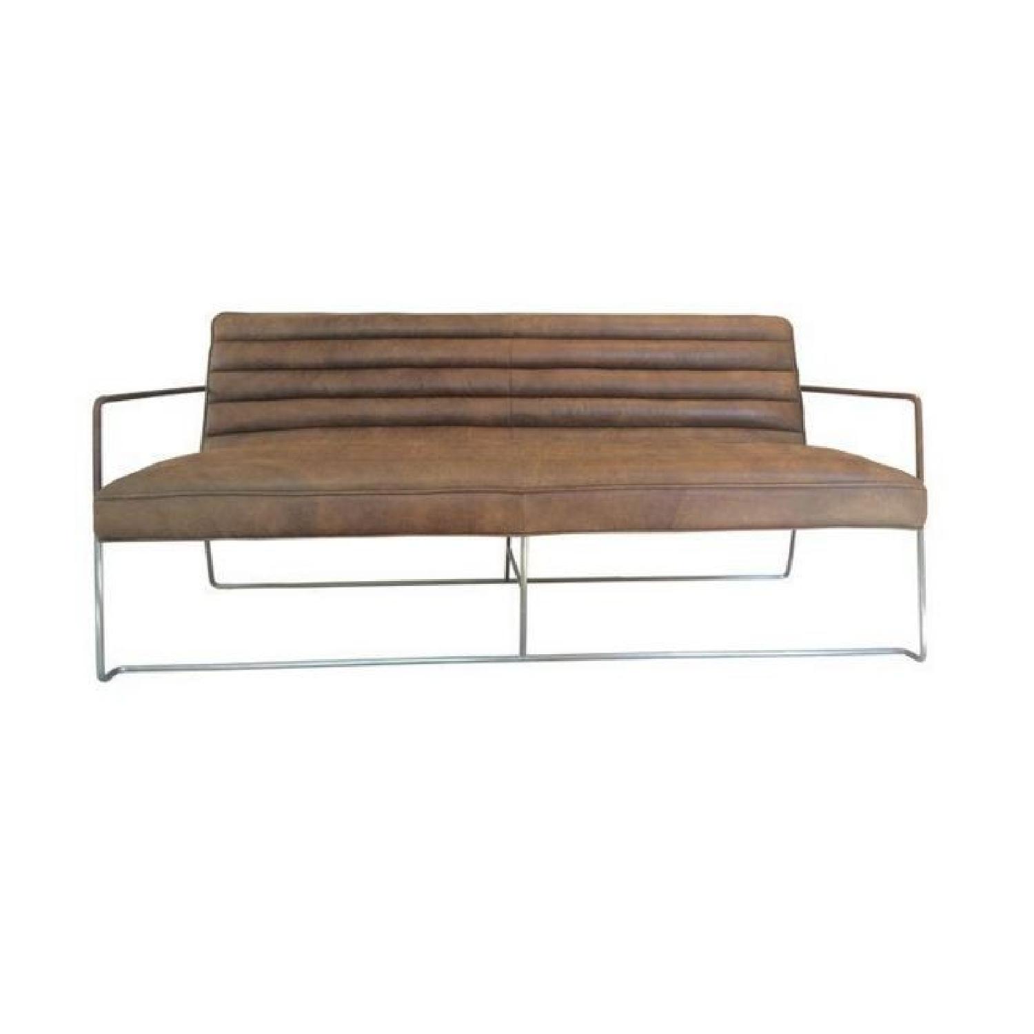Industry West Mcqueen Leather & Steel Loveseat - image-1