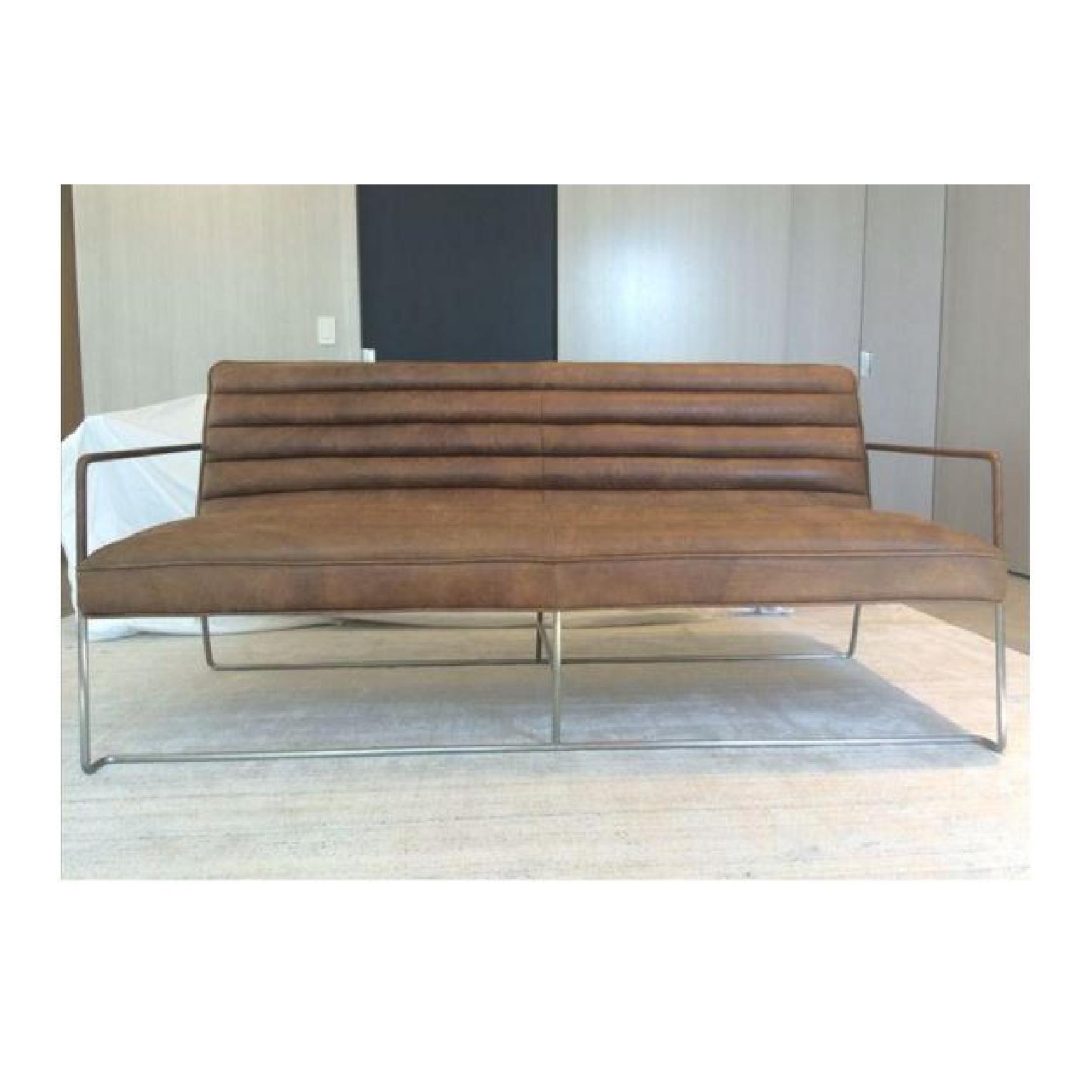 Industry West Mcqueen Leather & Steel Loveseat - image-5