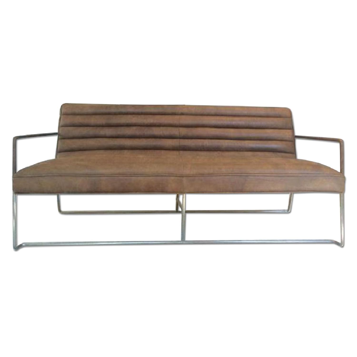Industry West Mcqueen Leather & Steel Loveseat - image-0
