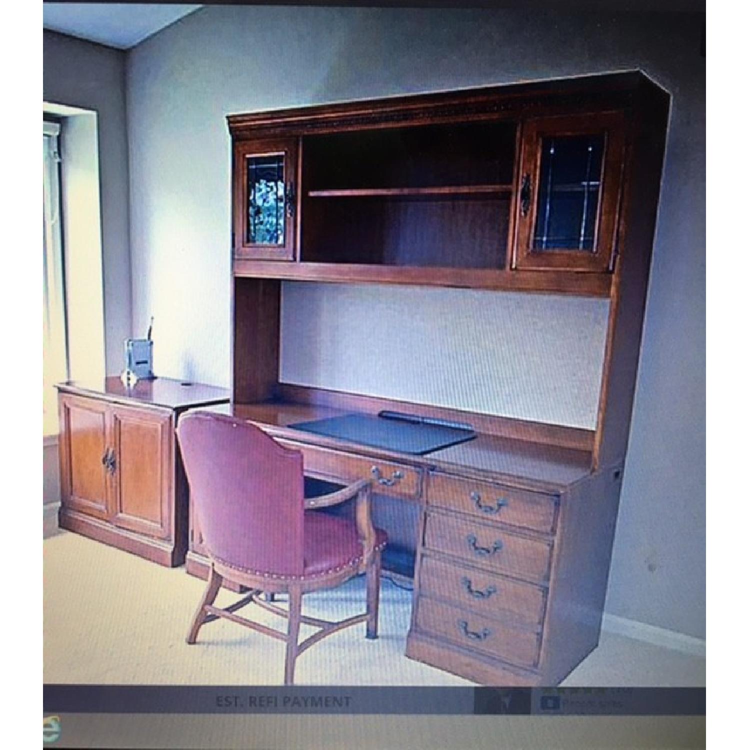 Bassett Executive Home Office Desk w/ Hutch & Printer Stand - image-1