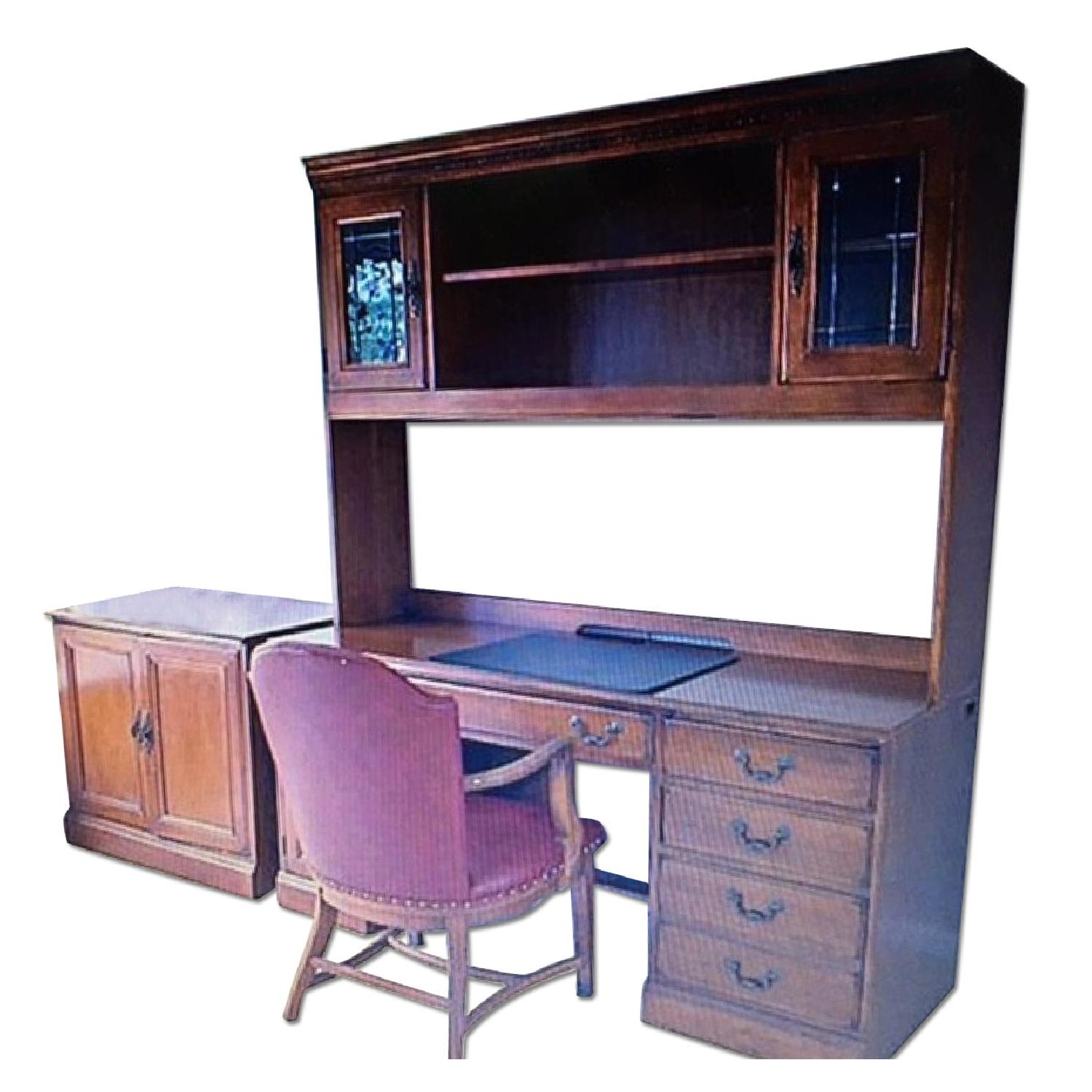 Bassett Executive Home Office Desk w/ Hutch & Printer Stand - image-0