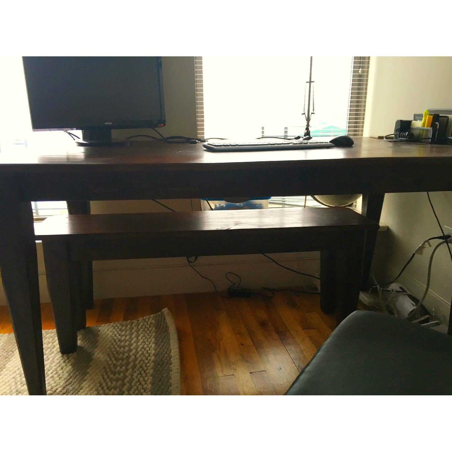 Custom Made Kitchen Table w/ 2 Benches - image-1