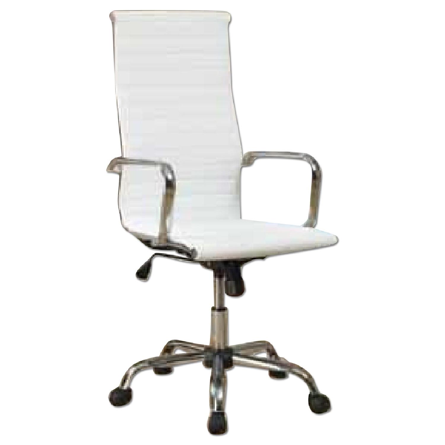 White Leatherette Office Chair - image-0